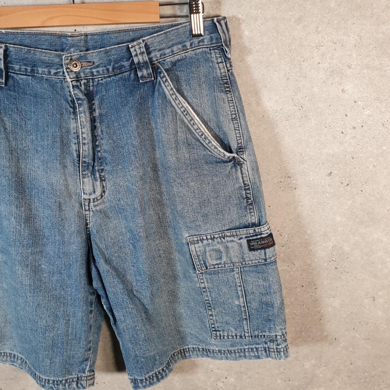 Vintage Wrangler Denim Shorts Jorts Cargo Men’s W33 Blue Baggy Cotton