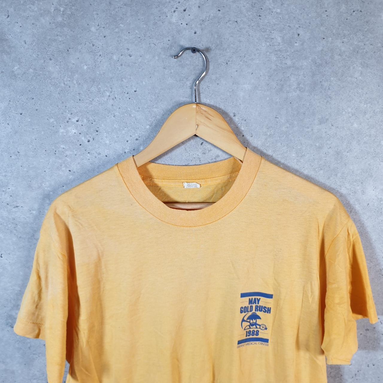Vintage 1988 May Gold Rush Run USA Screen Stars Single Stitch T Shirt Men’s XL Yellow Big Fish Vintage