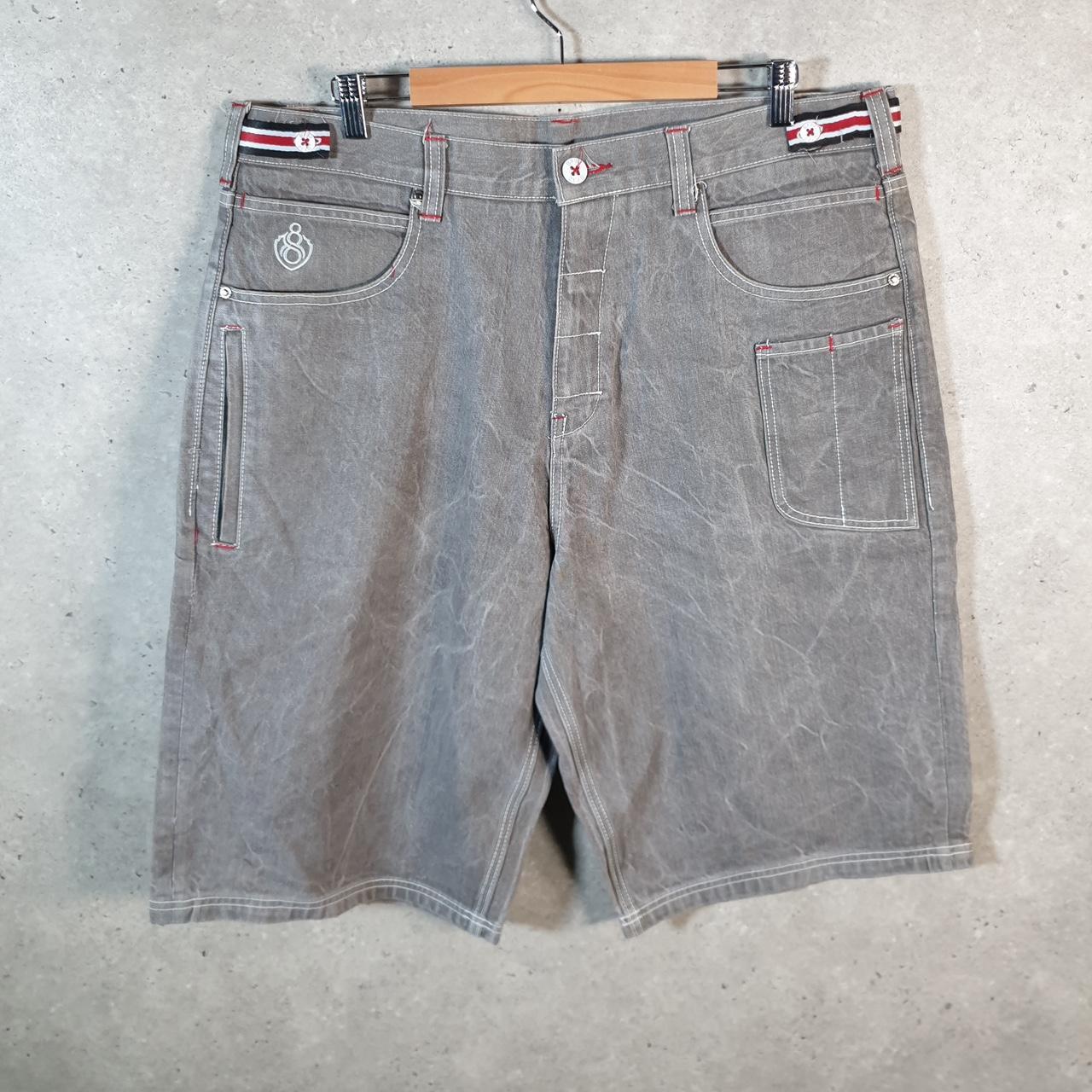 Vintage Eight 732 Baggy Y2K Hip Hop Jeans Shorts Jorts Mens W40 Grey Denim USA Big Fish Vintage