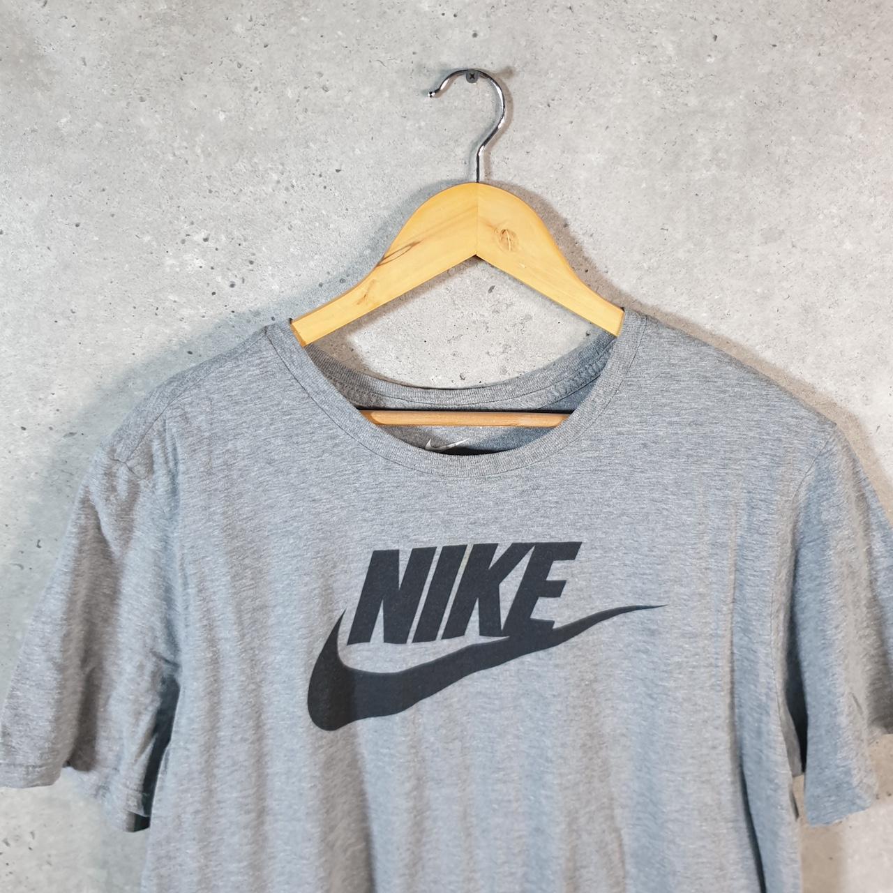 Vintage Nike T Shirt Men’s Large Grey Printed Single Swoosh Logo Athletic C8247