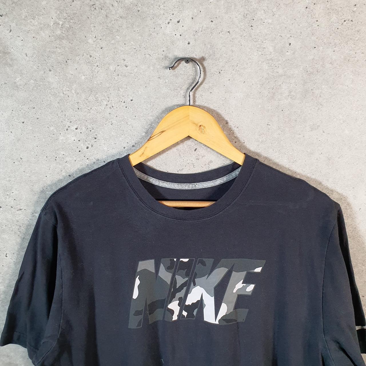 Vintage Nike Spellout T Shirt Men’s Large Black Printed Single Swoosh Logo Athletic Big Fish Vintage