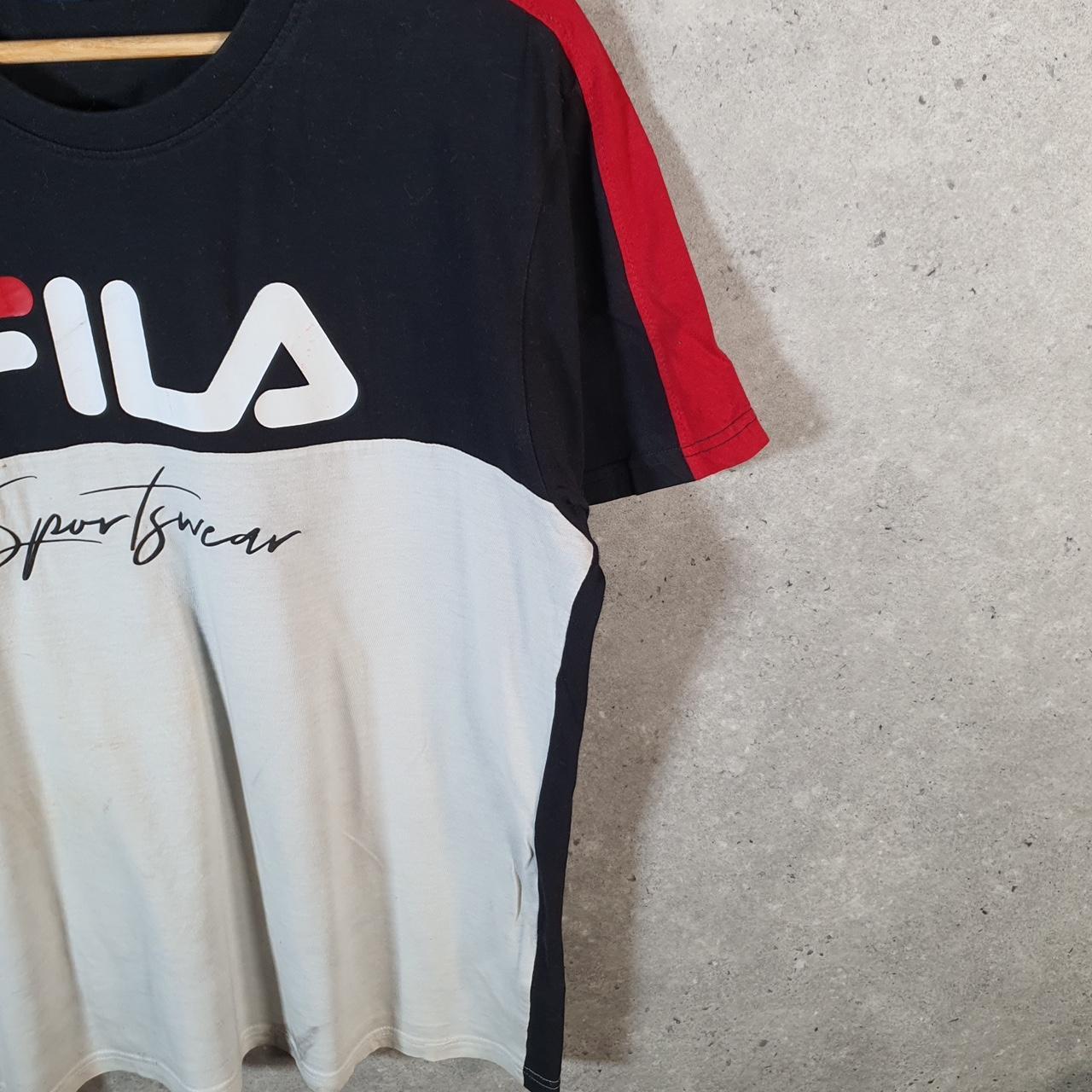 Vintage Fila Spellout T Shirt Men’s Medium Black Logo Athletic Casual