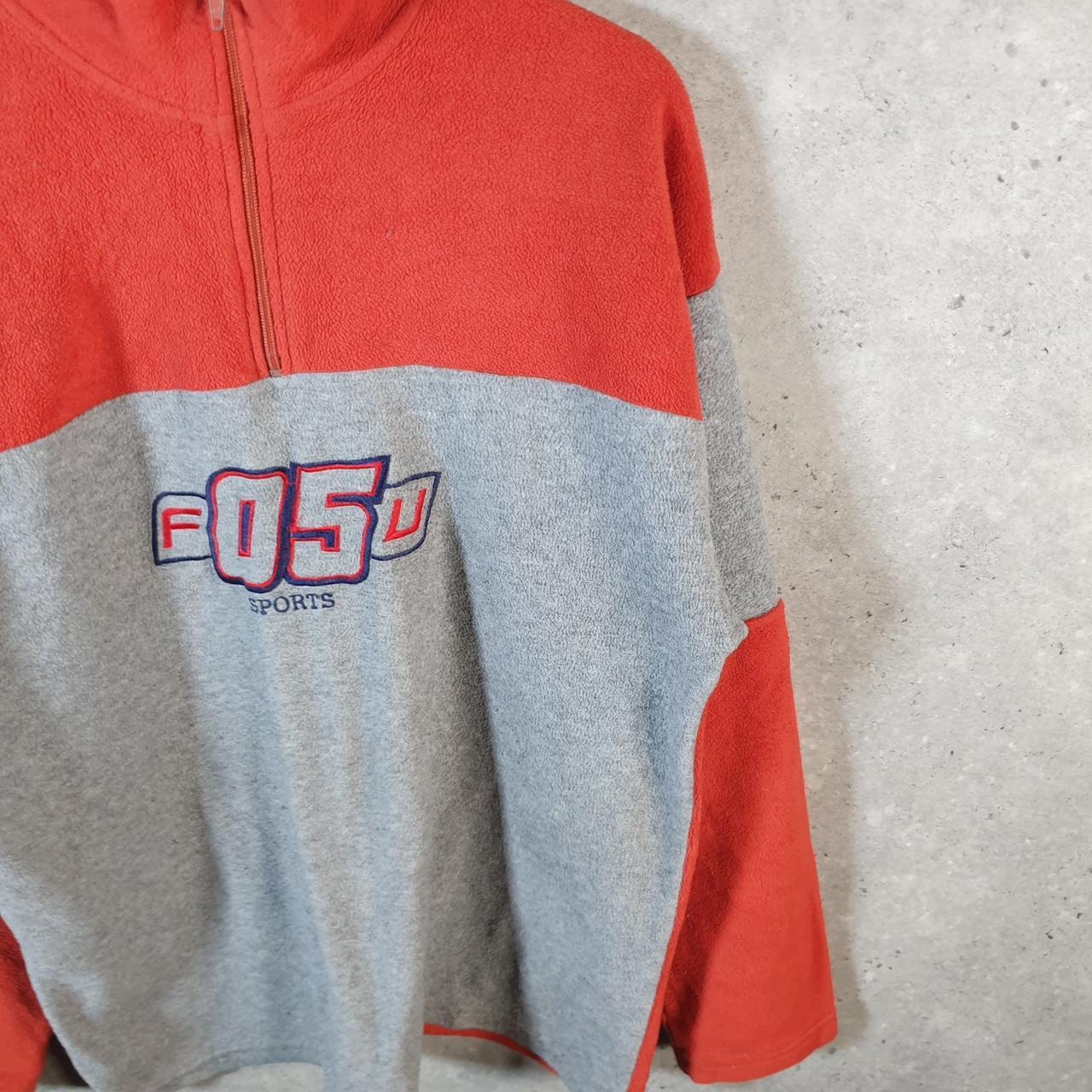 F05U Sports 1/4 Fleece Pullover Sweatshirt Mens Large Red Embroidered Logo
