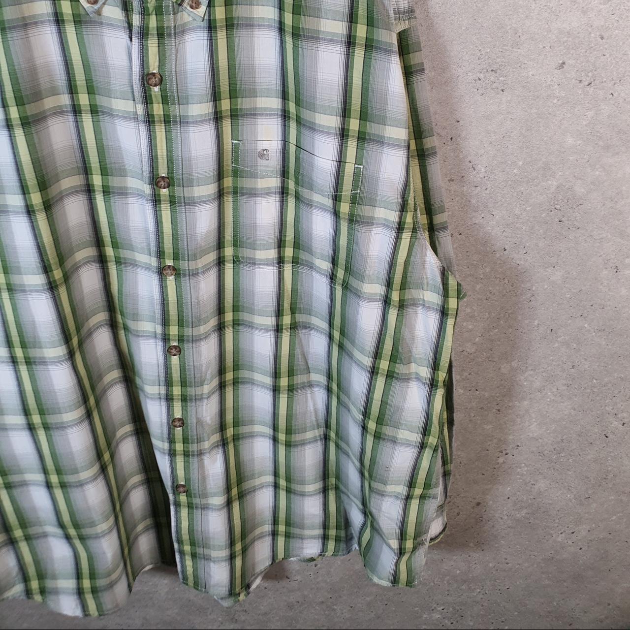 Vintage Carhartt Shirt Button Down Mens 2XL Green Checkered Short Sleeve Utility Loose