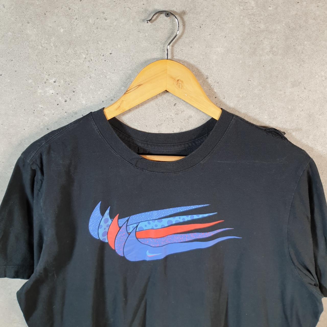 Vintage Nike Club T Shirt Men’s Medium Black Printed Swoosh Logo Athletic C7919