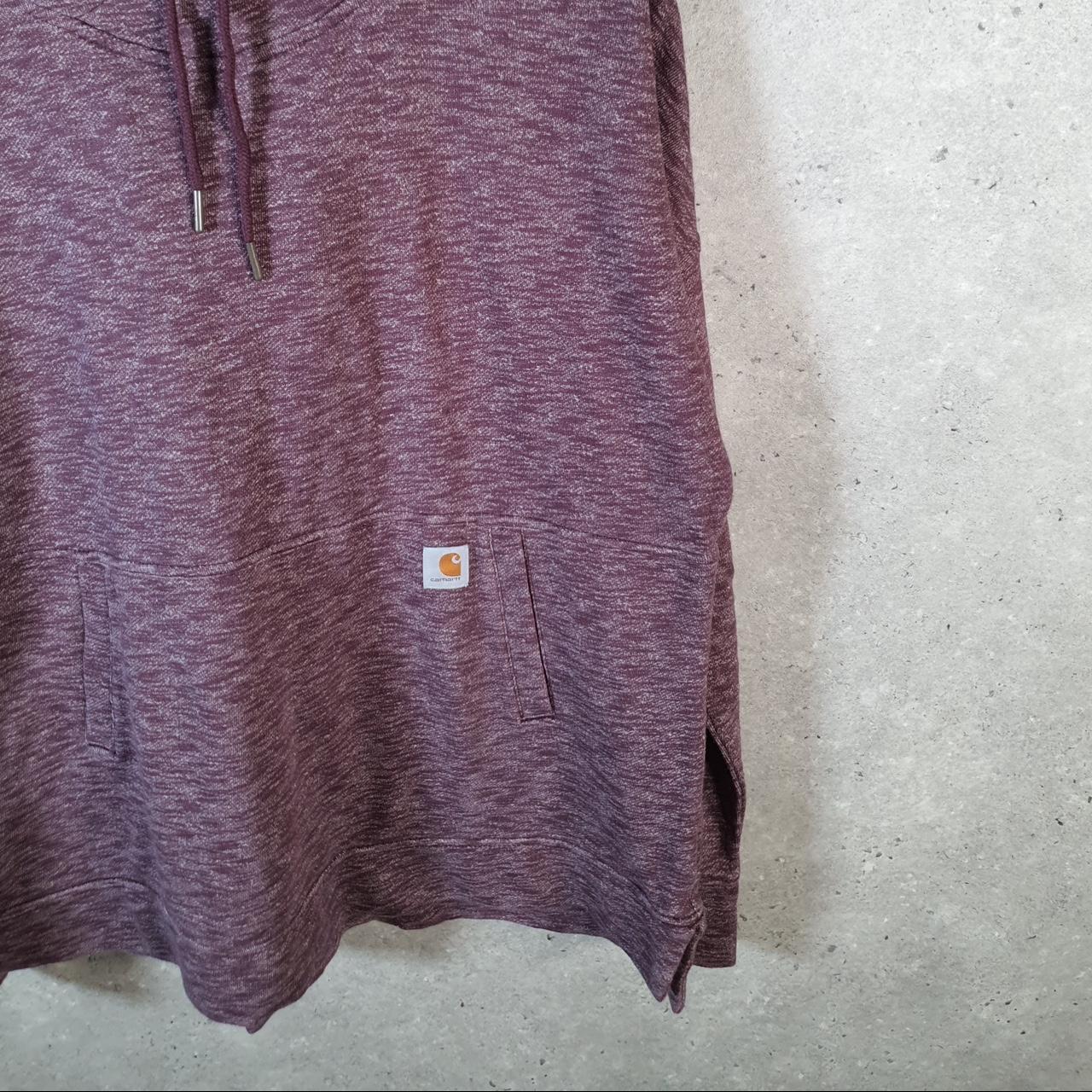 Vintage Carhartt Hoodie Womens Large Burgundy Red Pullover Blank USA Relaxed Fit