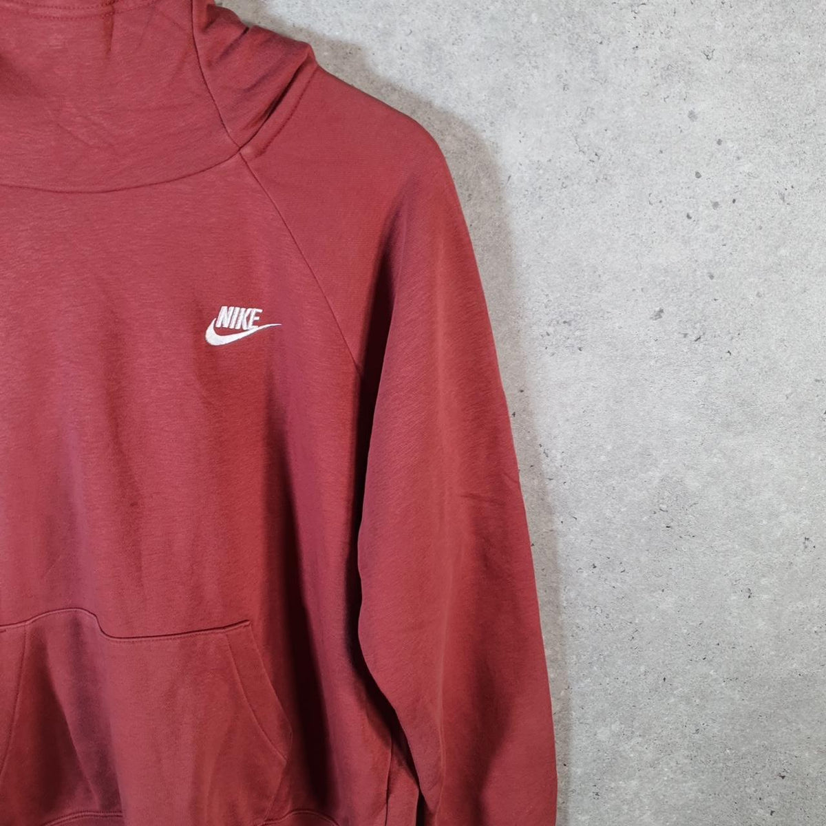 Vintage Nike Club Hoodie Womens Large Burgundy Red Swoosh Y2K Pullover Logo