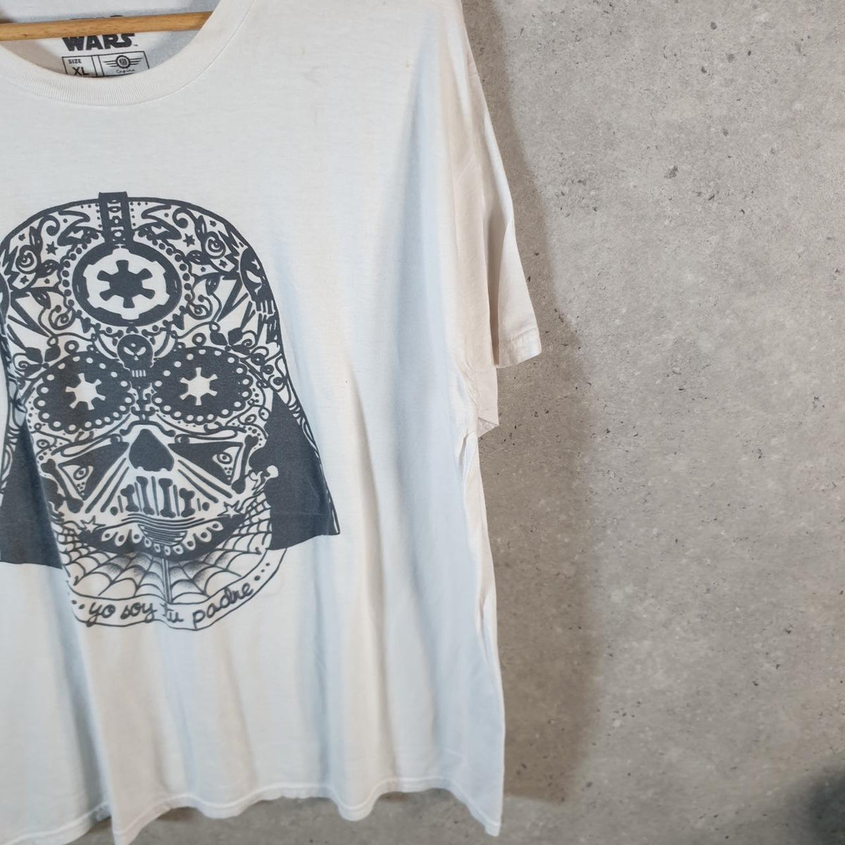 Vintage Star Wars Darth Vader Skull T Shirt Men’s XL White Logo Graphic Spellout