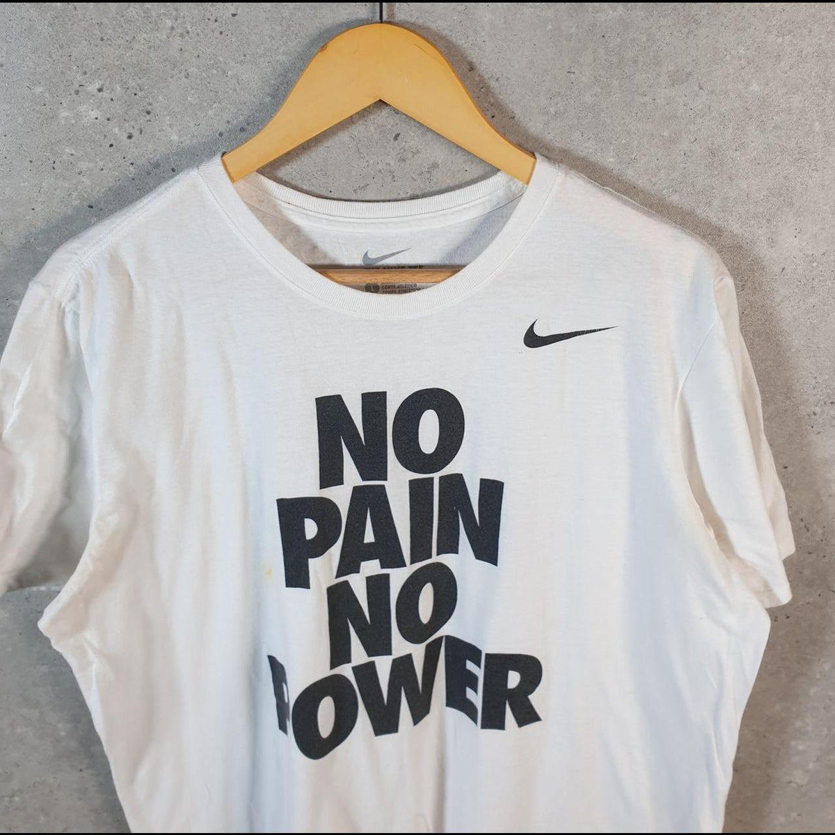Vintage Nike No Pain No Power T Shirt Shirt Men’s Large White Logo Athletic C9951