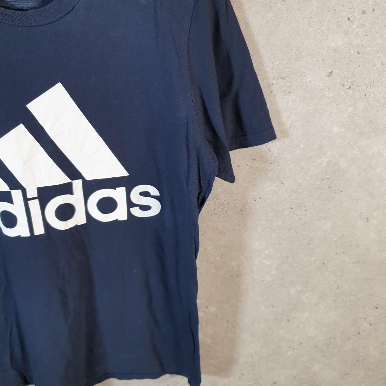 Vintage Adidas Amplifier T Shirt Men’s Small Navy Blue Three Stripes Athletic Logo