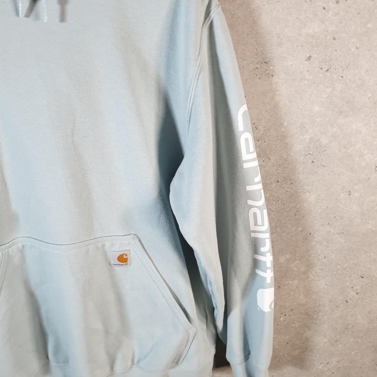 Vintage Carhartt Hoodie Men’s Large Baby Blue Pullover Blank USA Loose Fit
