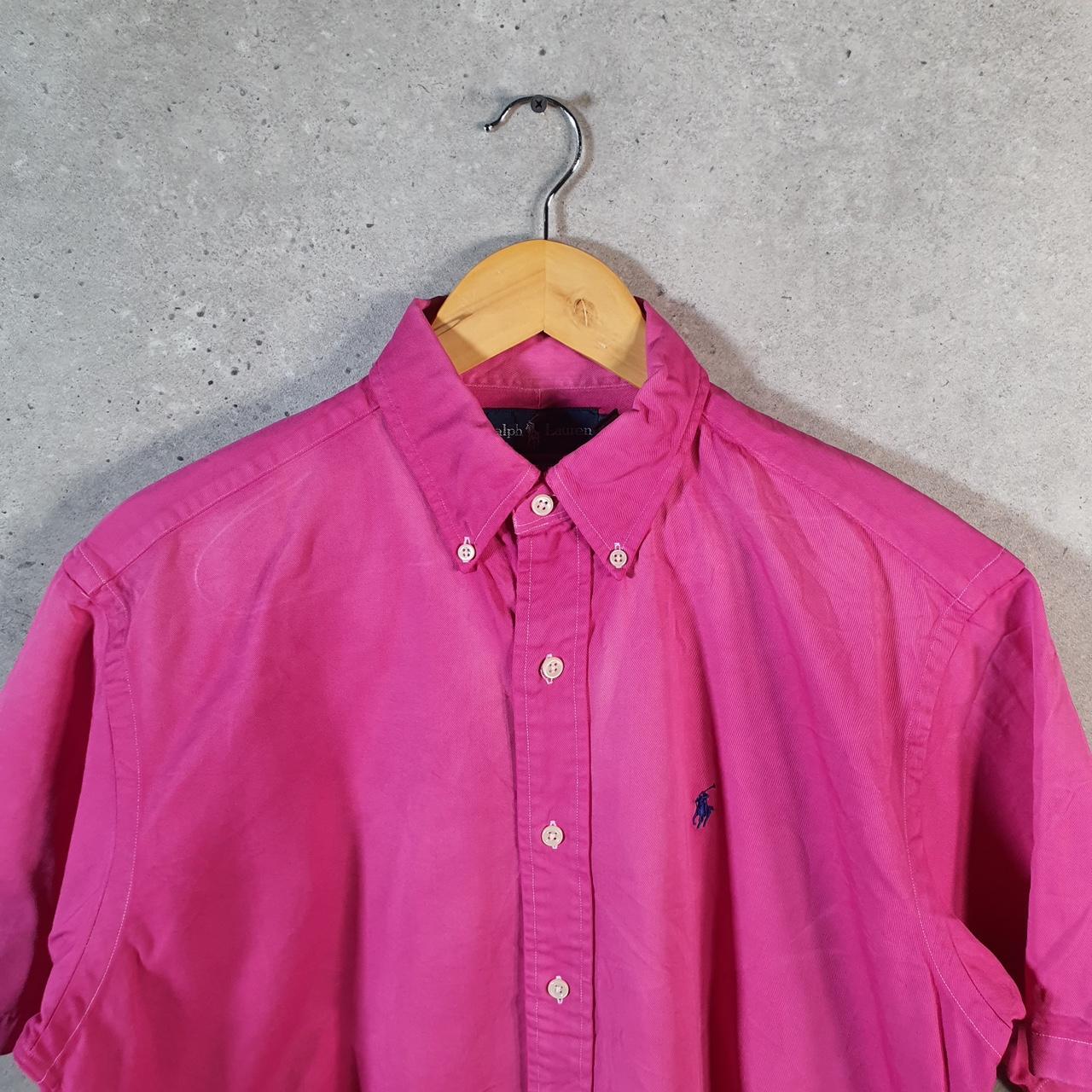 Vintage Ralph Lauren Button Down Shirt Men’s Small Pink Blake Cotton Pony Casual Big Fish Vintage
