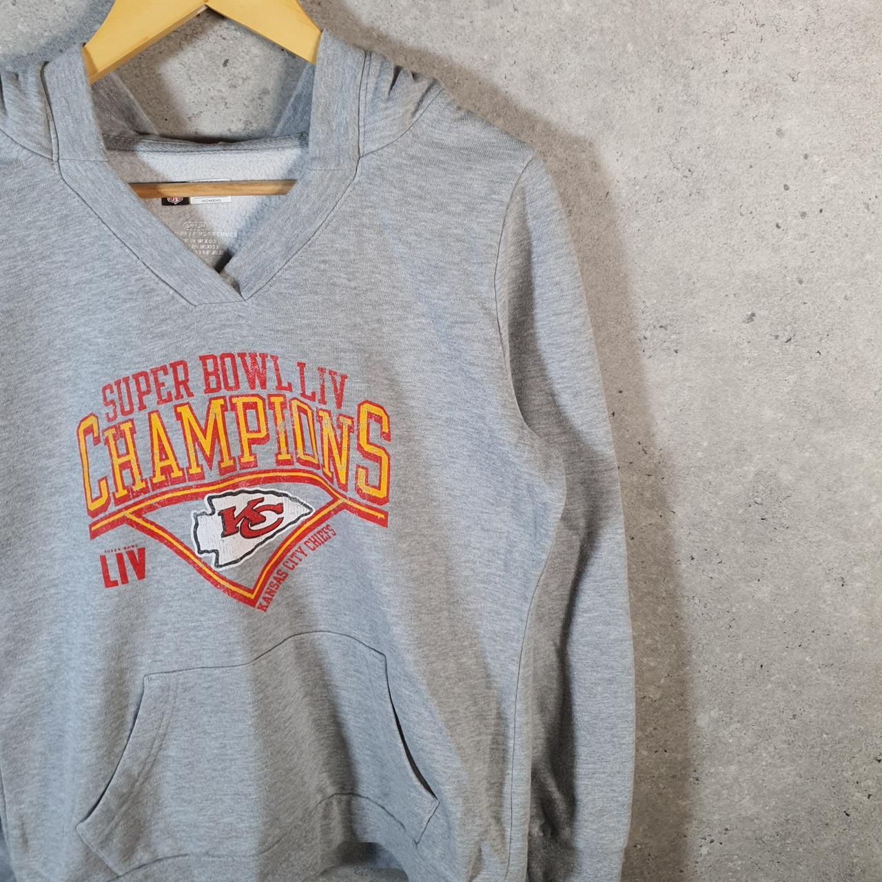 Vintage NFL Super Bowl Kansas City Chiefs Hoodie Womens S Grey Pullover USA Pro Sport