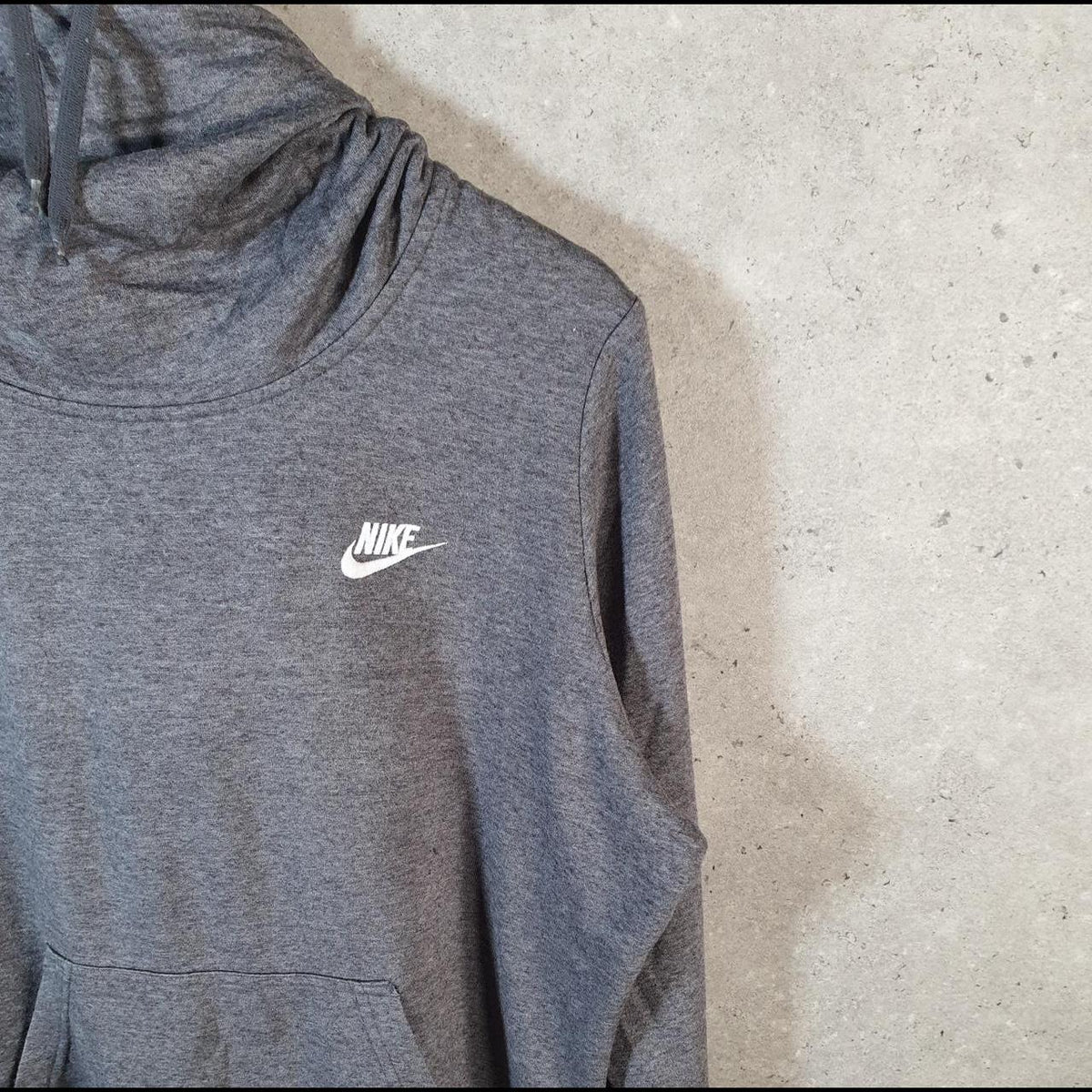 Vintage Nike Club Hoodie Womens Large Grey Swoosh Y2K Pullover Logo