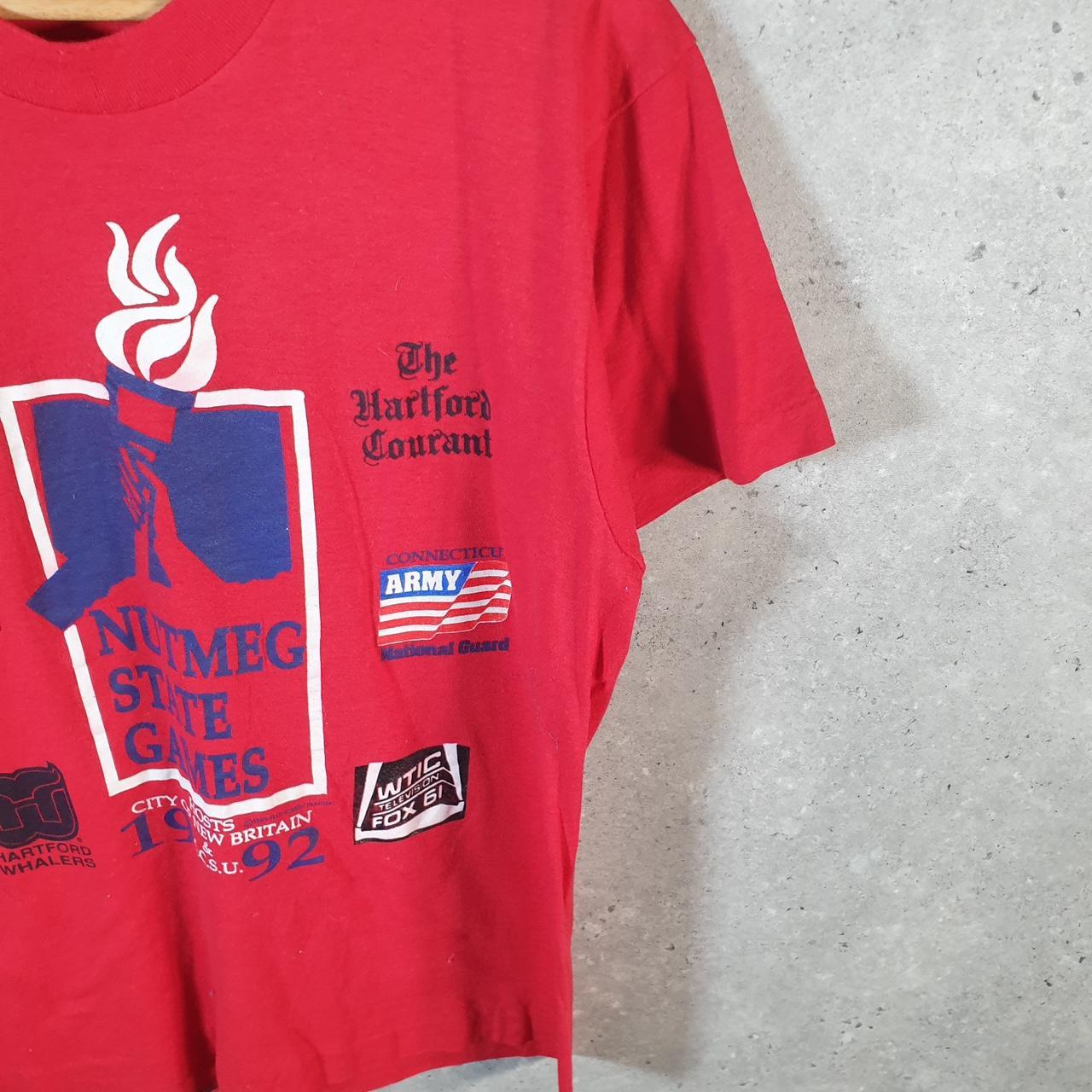 Vintage Screen Stars 1992 Nutmeg State Games USA Single Stitch T Shirt Men’s Large Red