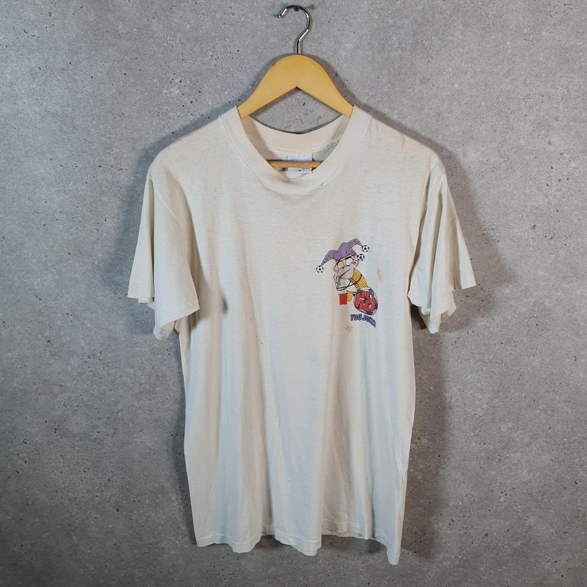 Vintage Curk Hey Ref You Joker 1994 USA Single Stitch T Shirt Men’s Medium White
