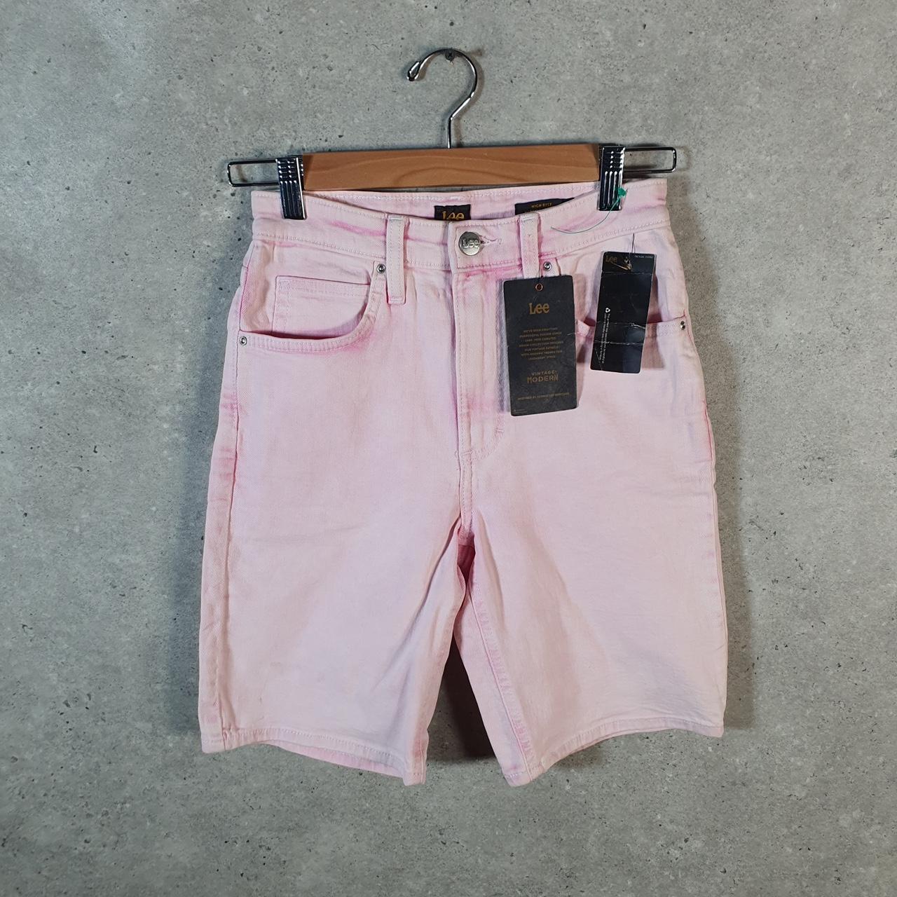 Vintage Lee Baggy Shorts Jorts Cargo Womens W26 Pink Denim Relaxed Cargo