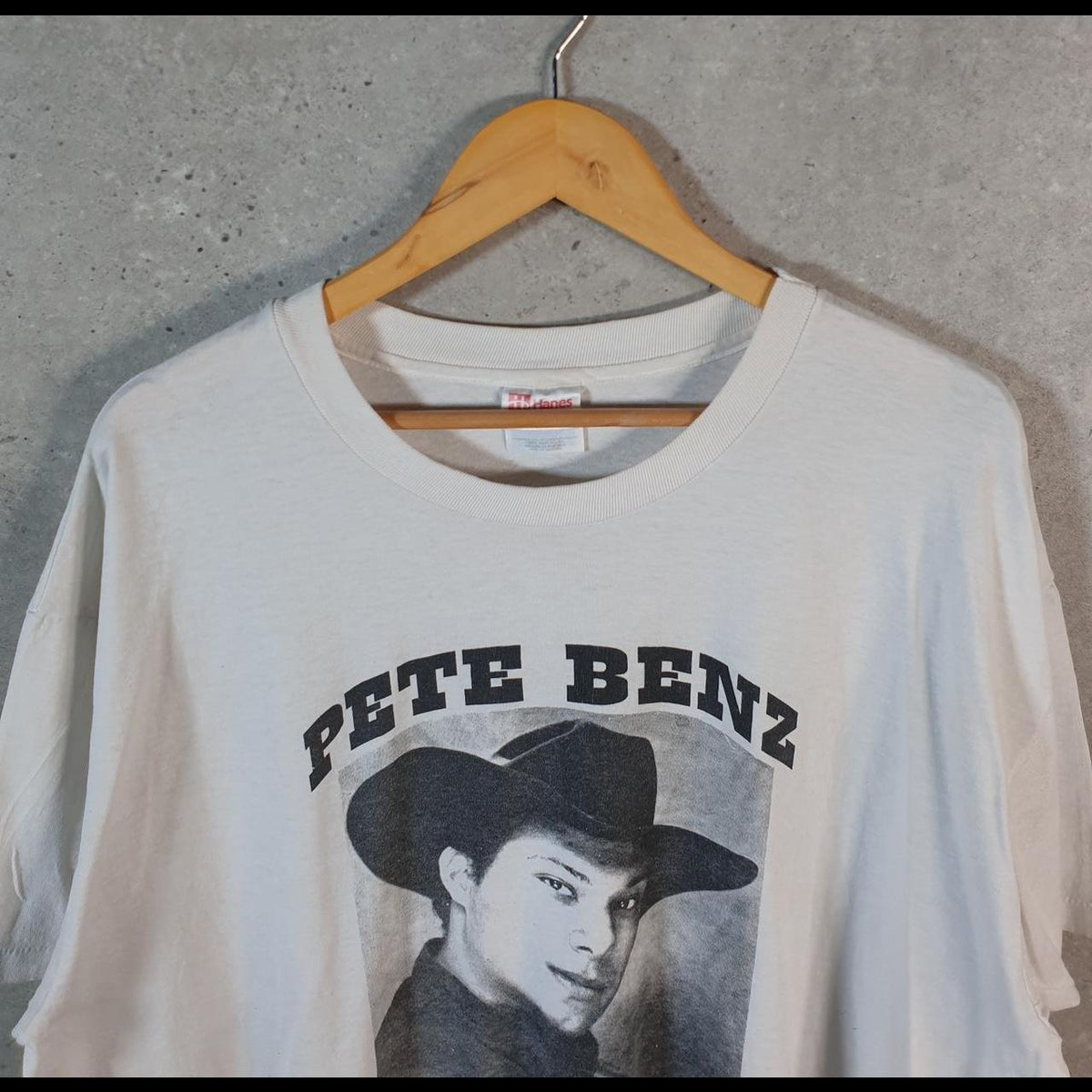 Vintage Hanes Pete Benz 90s USA Single Stitch T Shirt Men’s XL White C8362