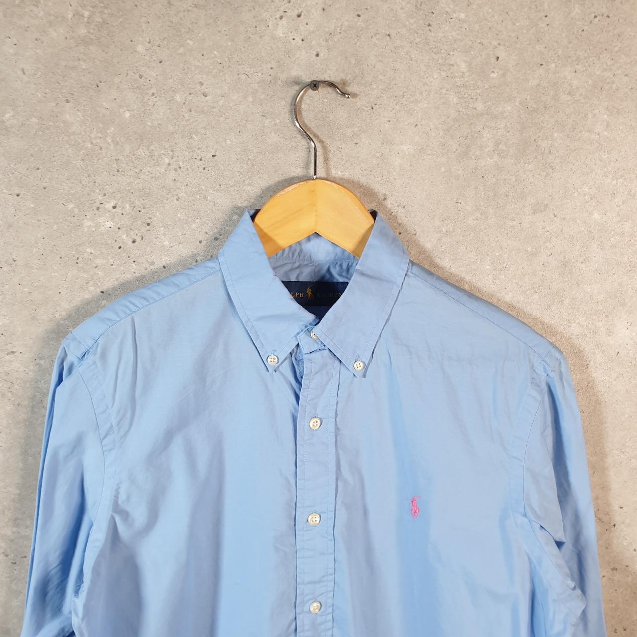 Vintage Ralph Lauren Button Down Shirt Men’s Small Blue Classic Fit Cotton Pony Big Fish Vintage