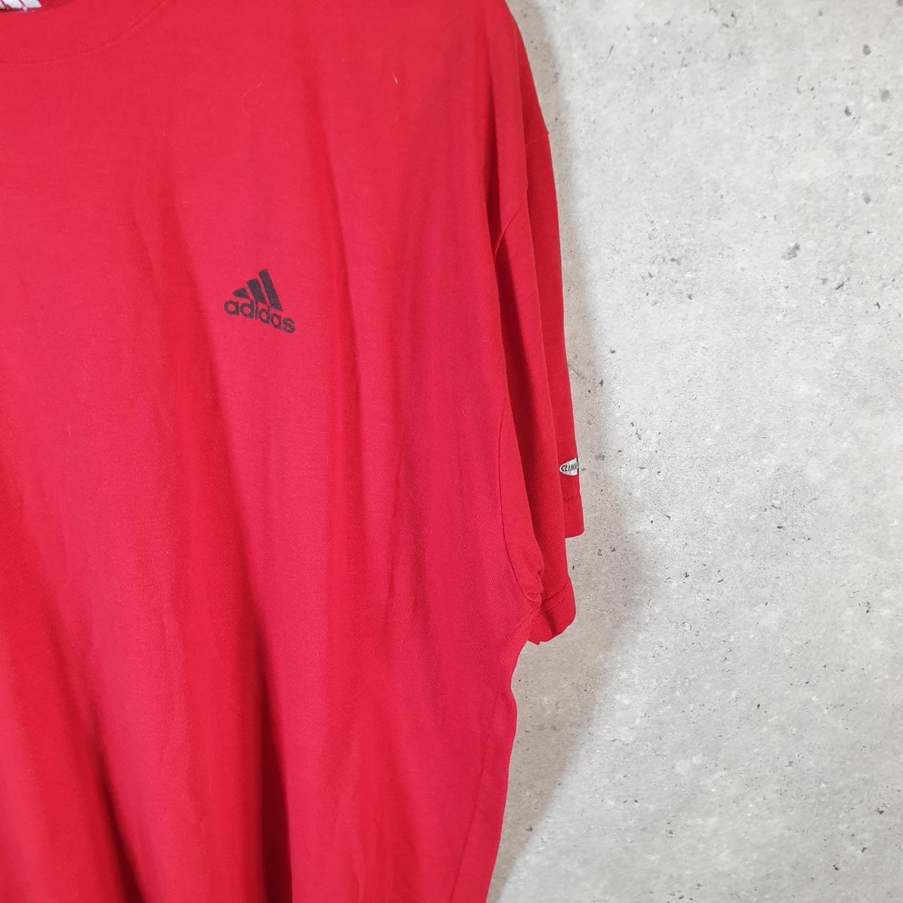 Vintage Adidas Spellout T Shirt Men’s 2XL Red Three Stripes Logo Athletic