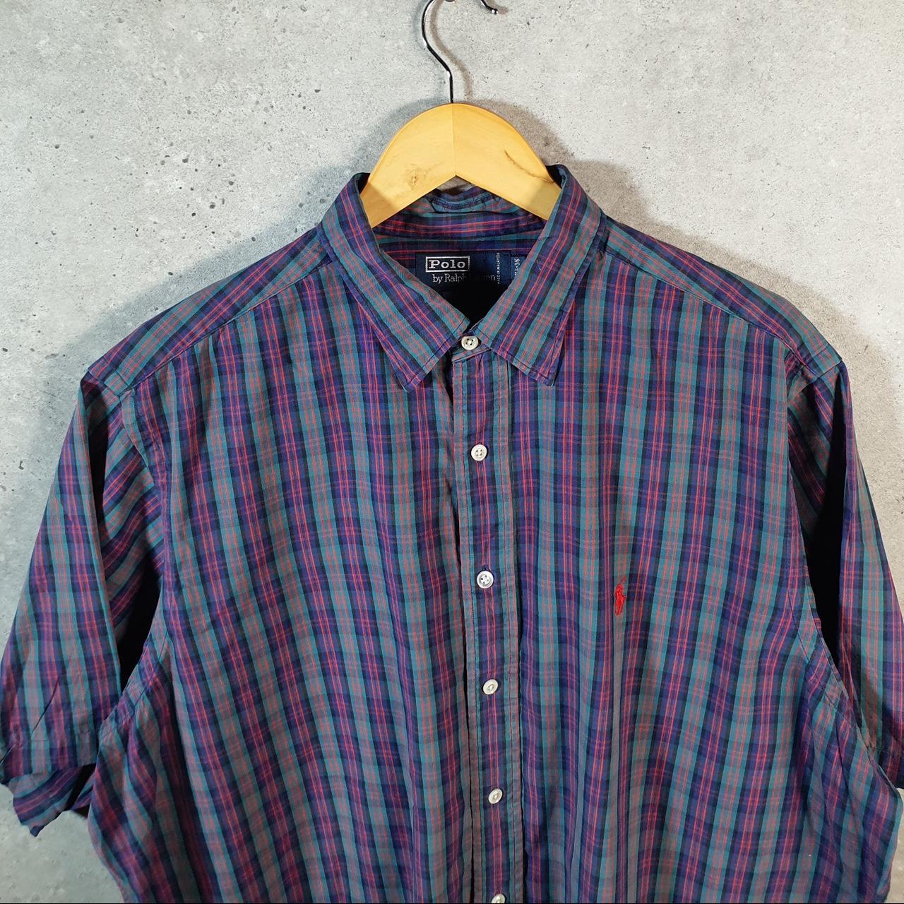 Vintage Ralph Lauren Button Down Shirt Men’s Large Purple Lowell Checkered Pony Casual C8471