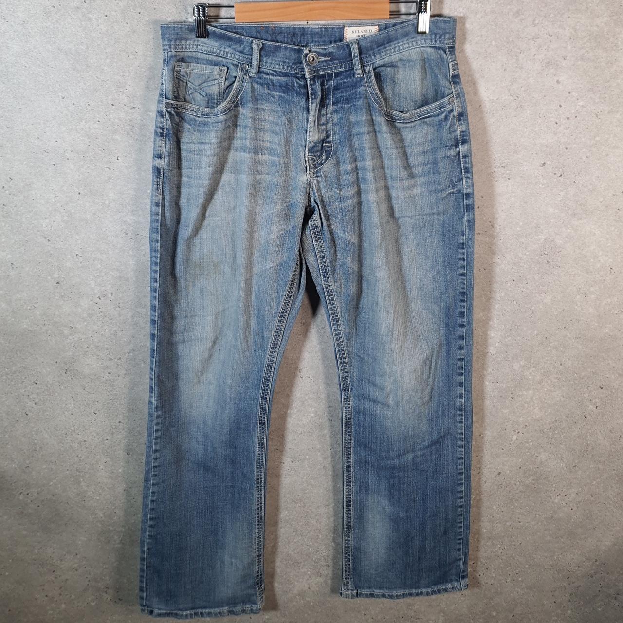 Vintage Axel Baggy Y2K Hip Hop Jeans Mens W33 L32 Blue Embroidered Denim Big Fish Vintage