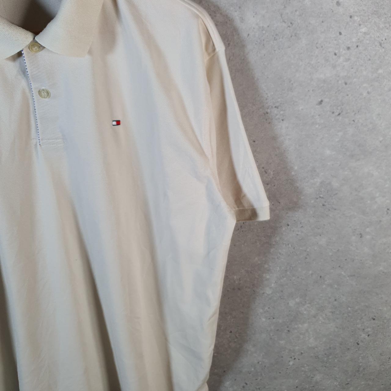 Vintage Tommy Hilfiger Polo Shirt Men’s Large Beige Custom Fit Embroidered Logo