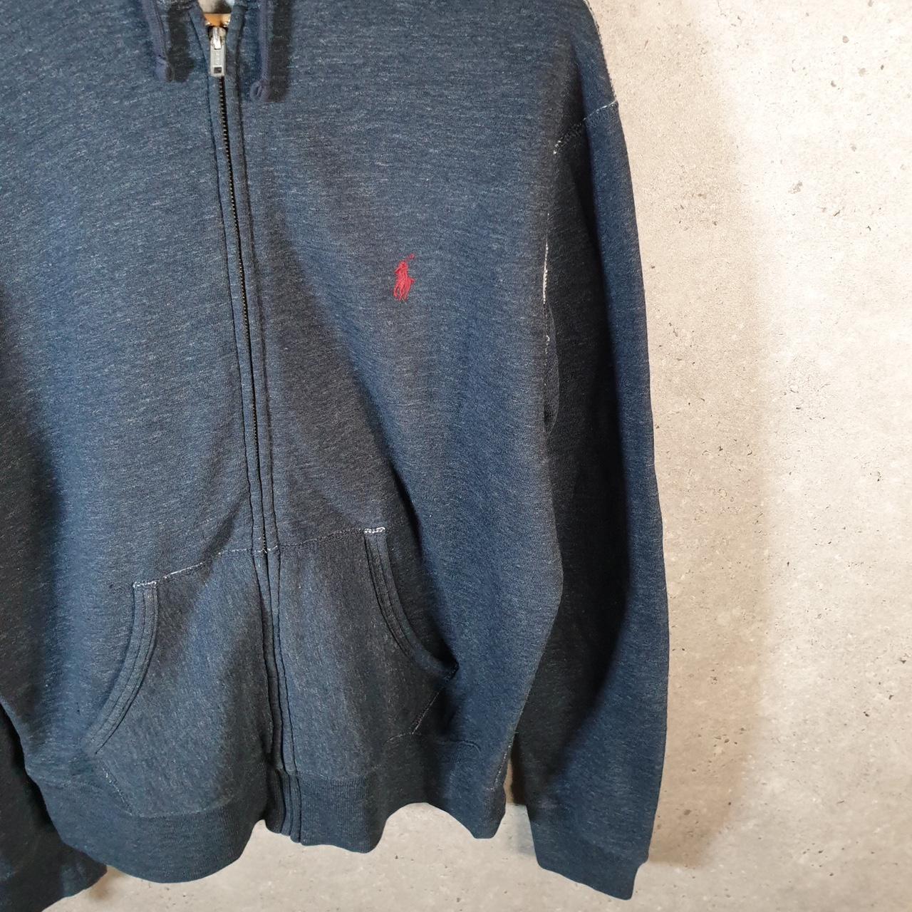 Vintage Ralph Lauren Polo Heavyweight Hoodie Men’s Large Navy Blue Cotton Full Zip Pony