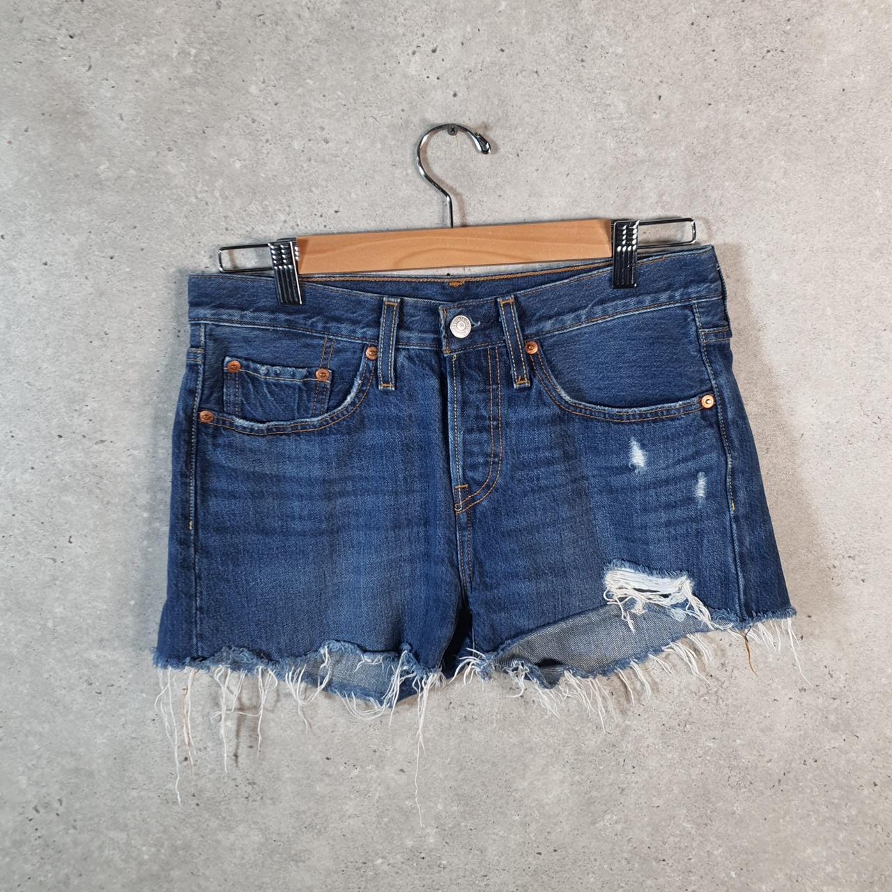 Vintage Levi’s 501 Cut Off Baggy Shorts Jorts Cargo Womens W26 Blue Relaxed Denim Big Fish Vintage