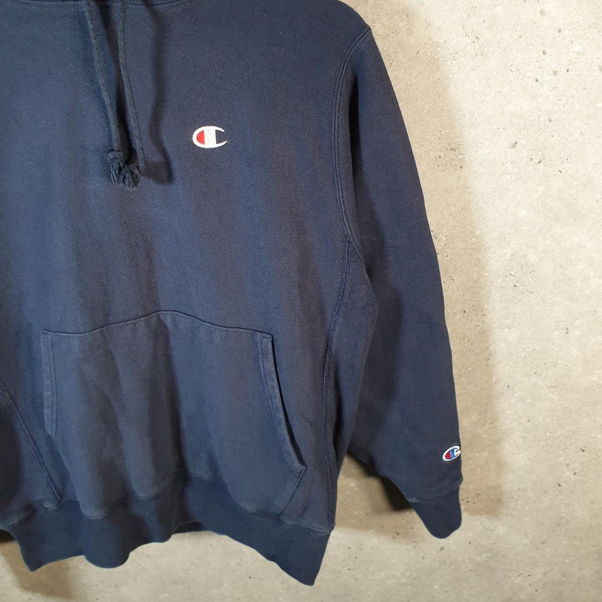 Vintage Champion Reverse Weave Hoodie Men’s Medium Navy Blue Pro Sport Pullover