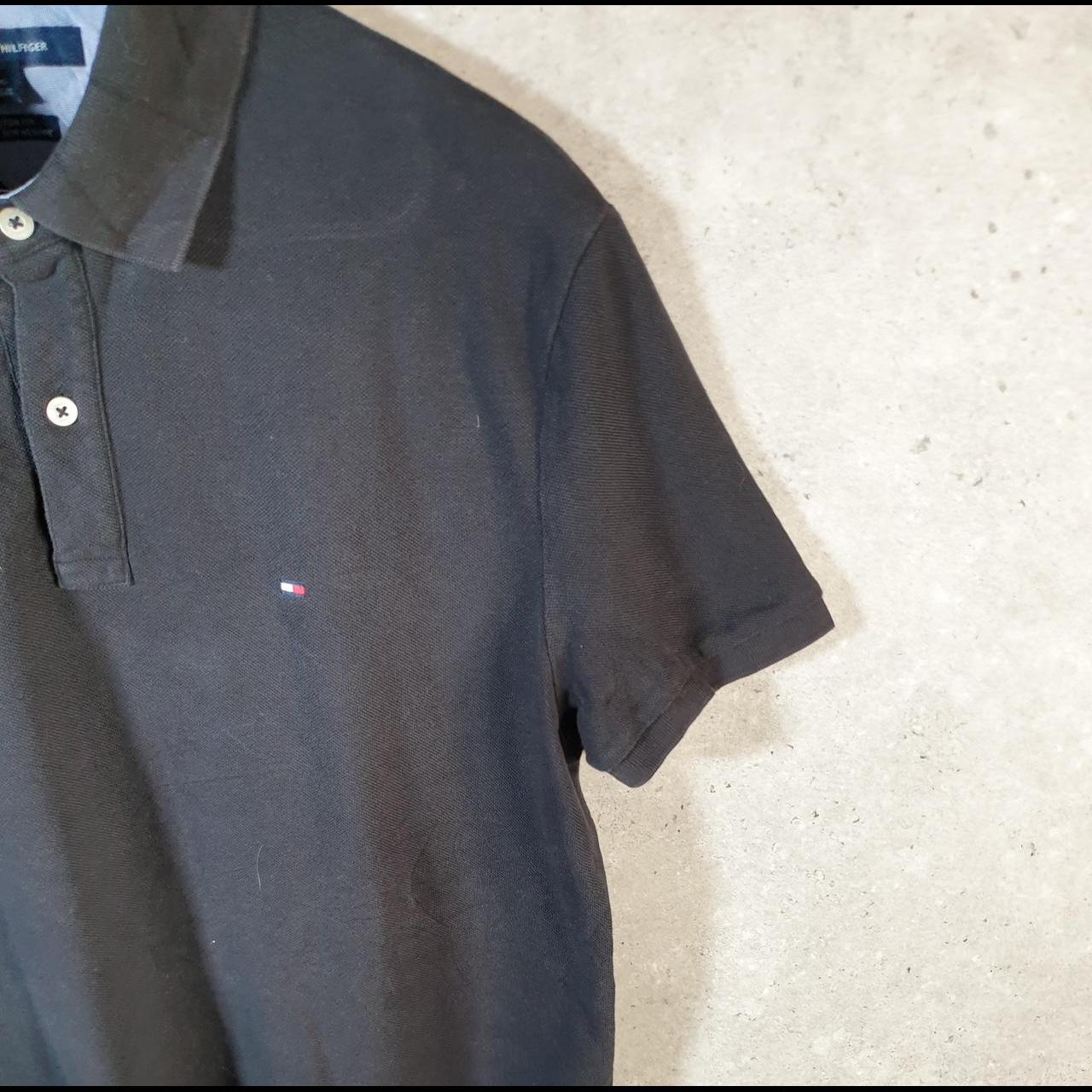 Vintage Tommy Hilfiger Polo Shirt Men’s Large Black Custom Fit Embroidered Logo