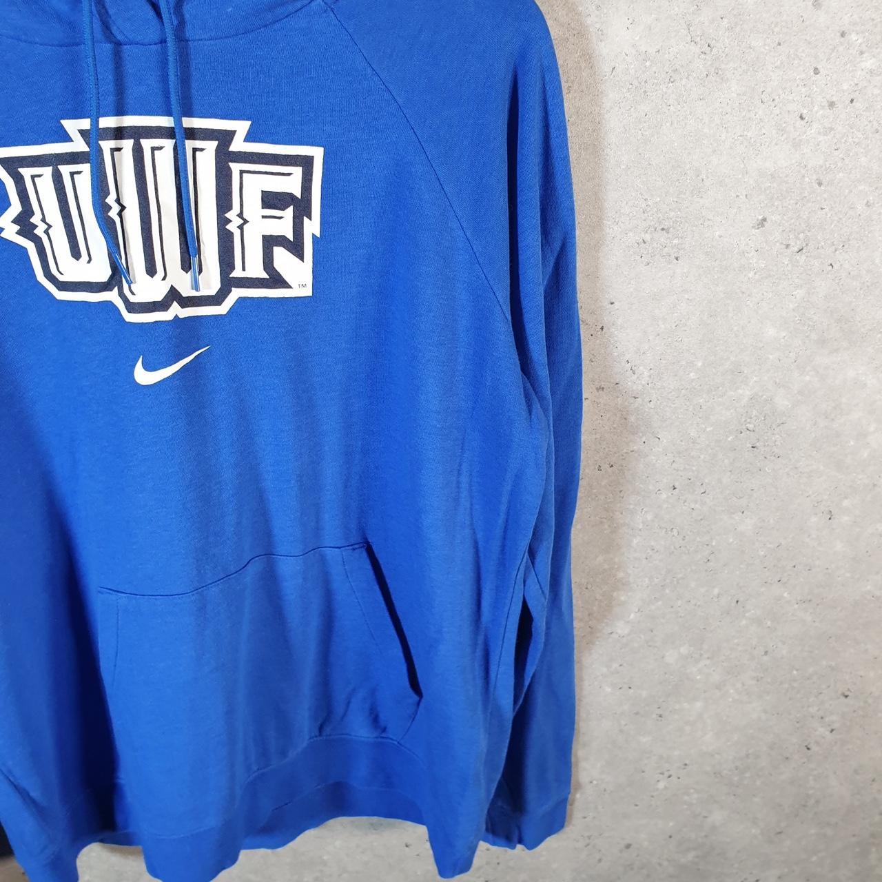 Vintage Nike Centre Swoosh UWF Hoodie Men’s Large Blue Swoosh Y2K