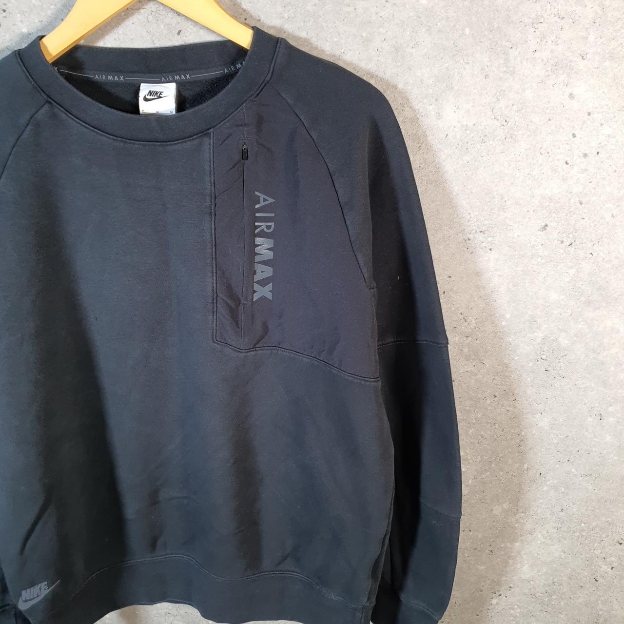Vintage Nike Airmax Sweatshirt Men’s Medium Black Swoosh Y2K Pullover Logo