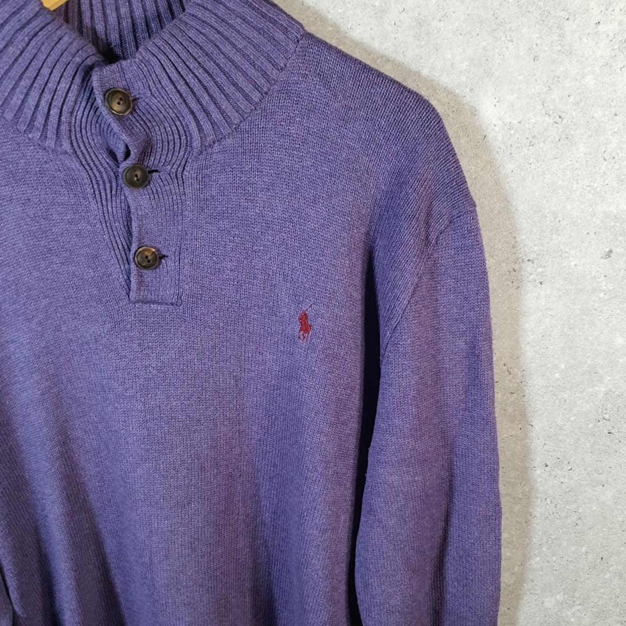 Vintage Ralph Lauren Polo 1/4 Button Sweatshirt Men’s XL Purple Cotton Pullover Pony