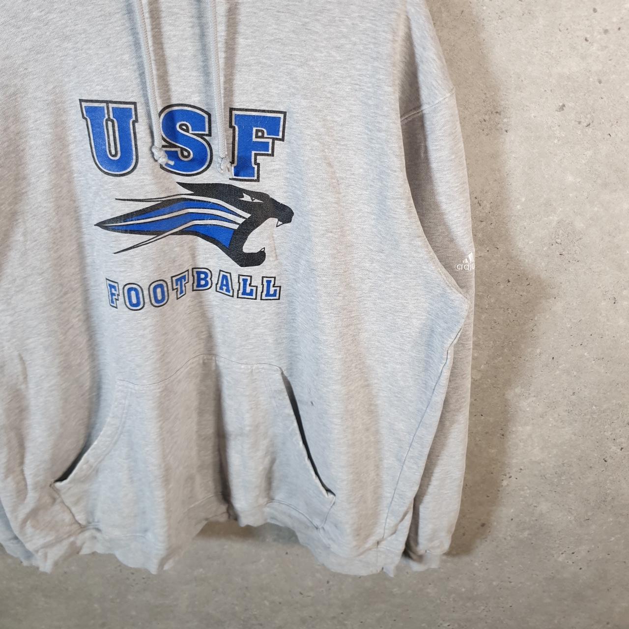 Vintage Adidas USF Football Graphic Hoodie Men’s Large Grey Pullover Baggy