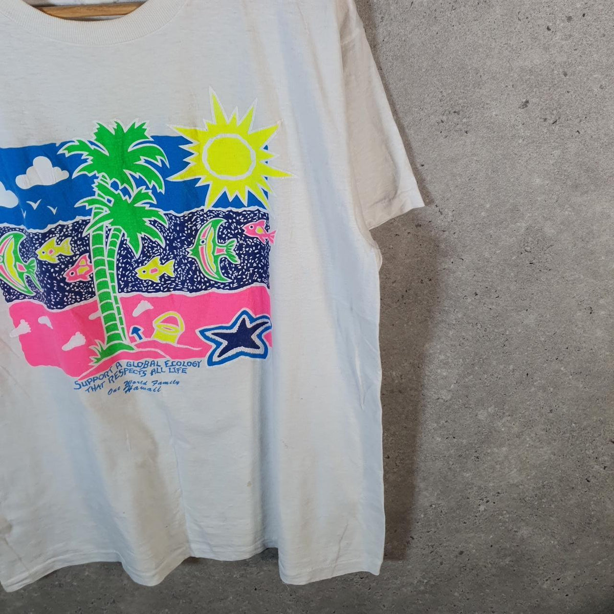 Vintage Hawaii Global Ecology 90s USA Single Stitch T Shirt Men’s Medium White