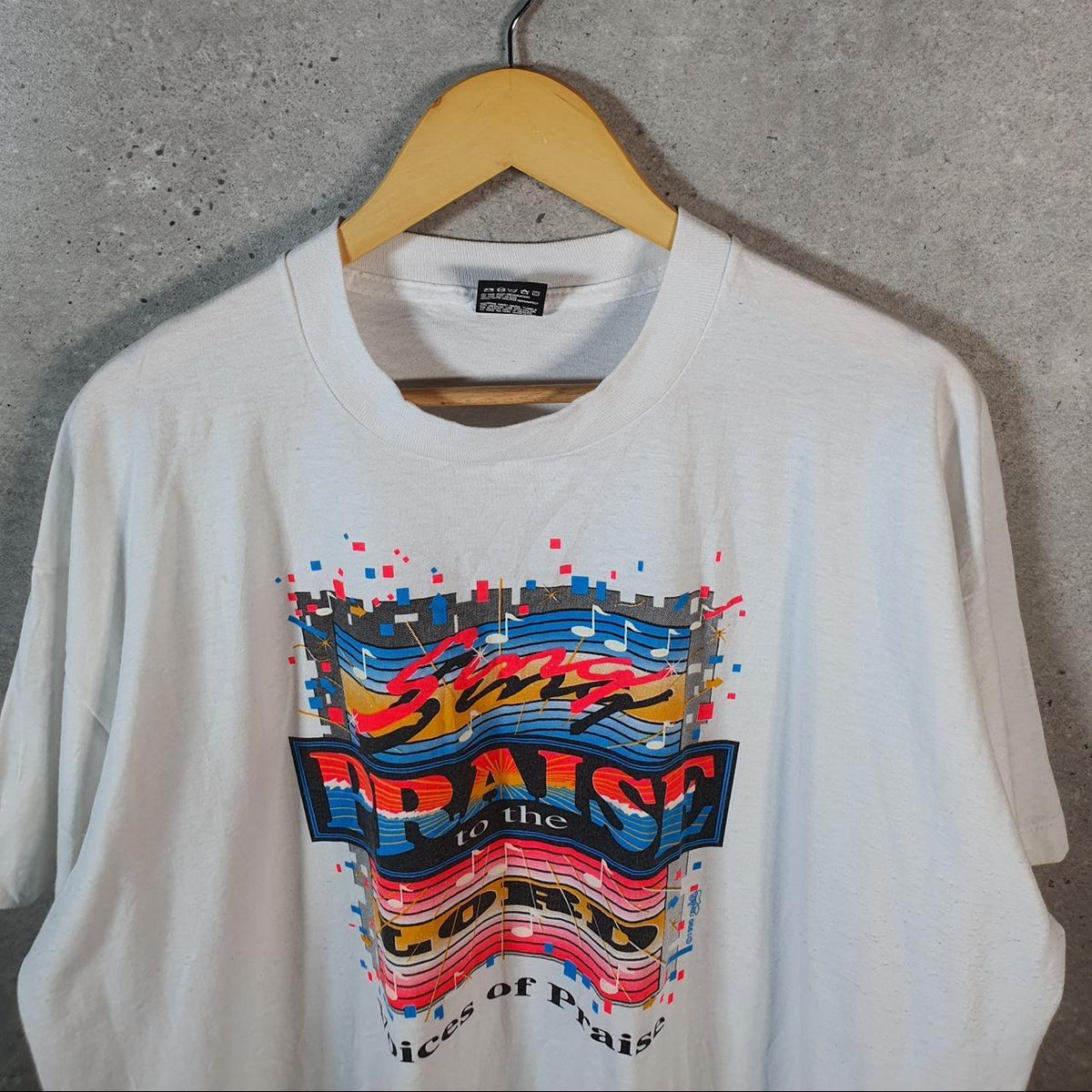 Vintage Fruit of the Loom Lords Praise 90s USA Single Stitch T Shirt Men’s 2XL White C9646