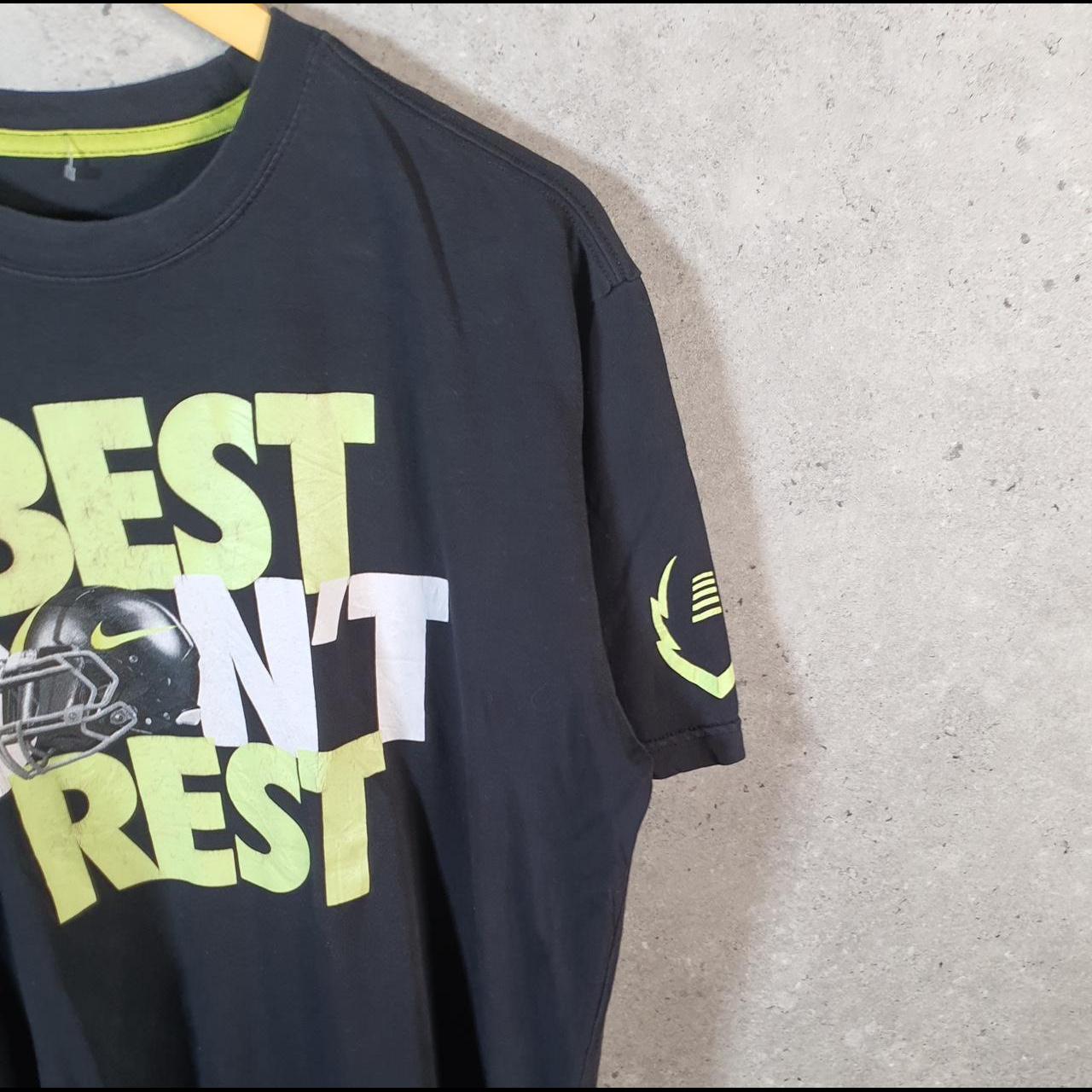 Vintage Nike Best Doesn’t Rest Dri fit T Shirt Mens Large Black Logo Swoosh Athletic