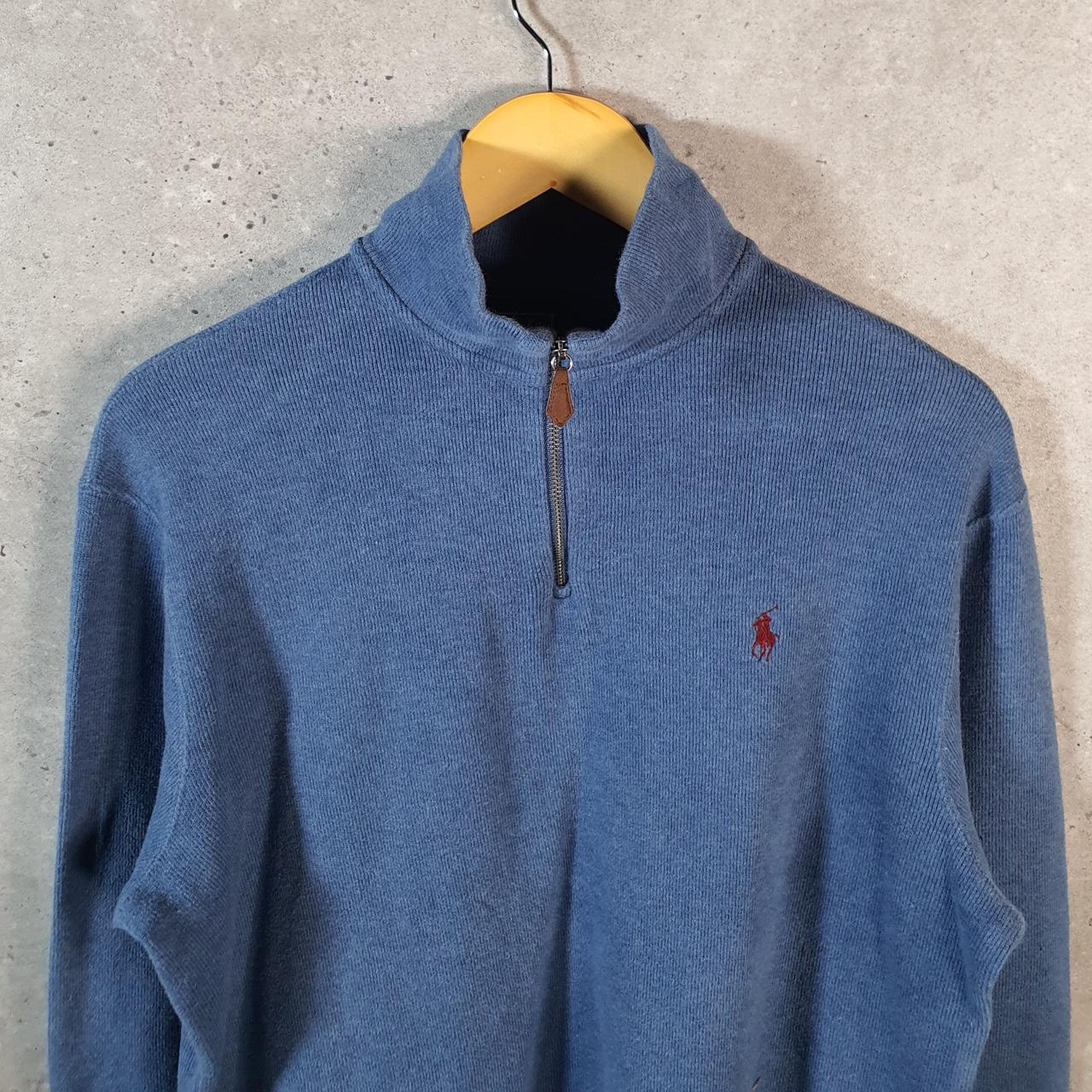 Vintage Ralph Lauren Polo 1/4 Zip Sweatshirt Men’s Medium Blue Pullover Pony C8830