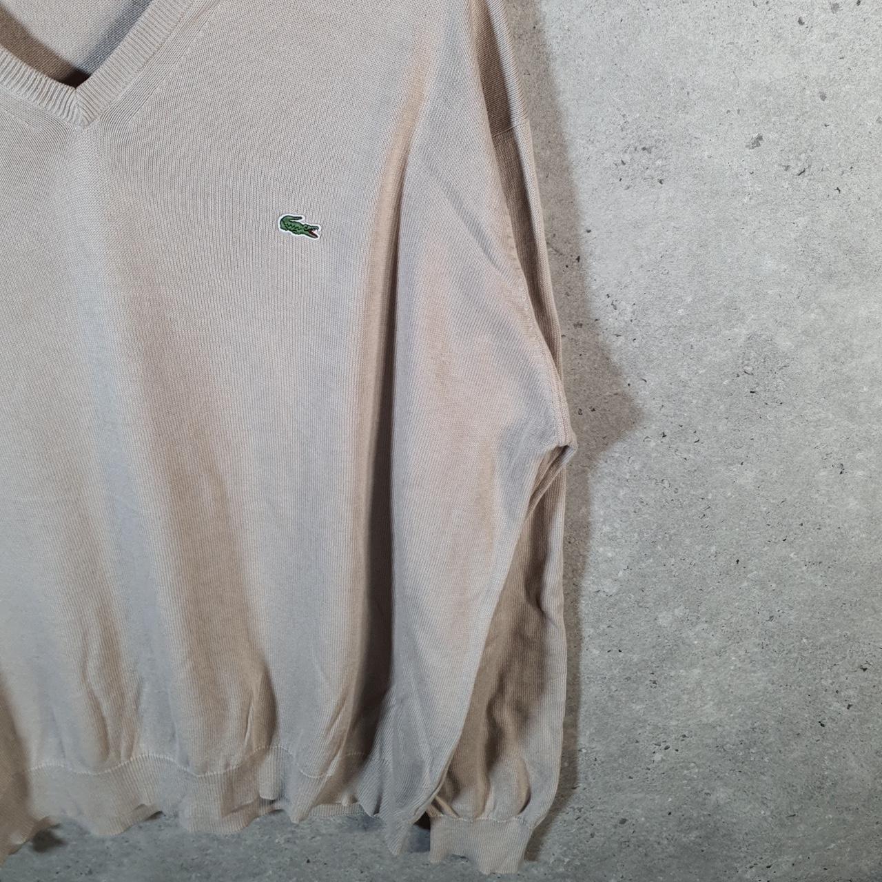 Vintage Lacoste Knit Sweater Mens XL Beige Y2K Jumper Logo