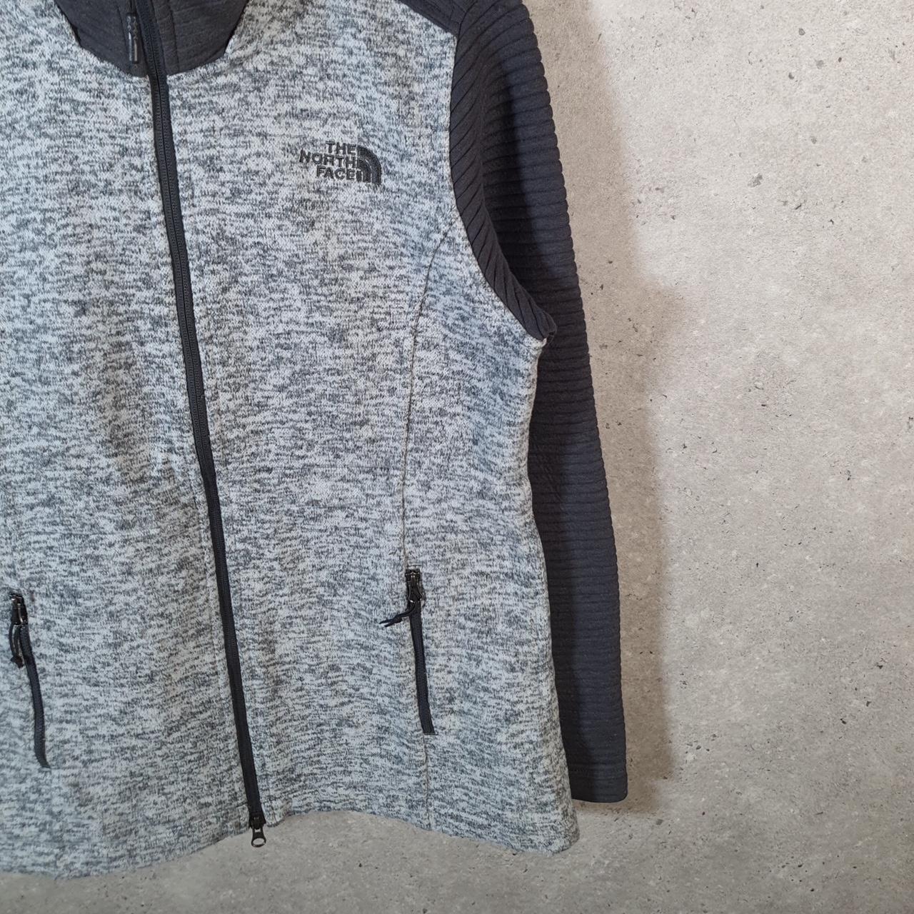Vintage The North Face TNF Teddy Fleece Hoodie Womens M Grey Full Zip Logo