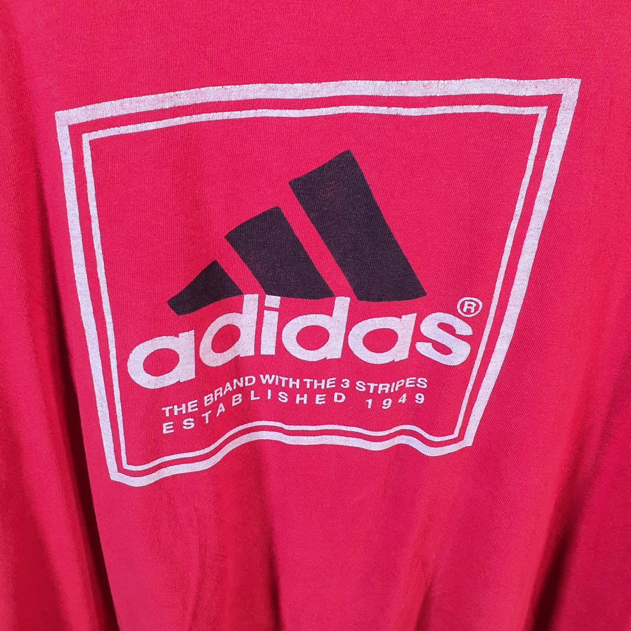 Vintage Adidas Spellout T Shirt Men’s XL Red Three Stripes Logo Athletic