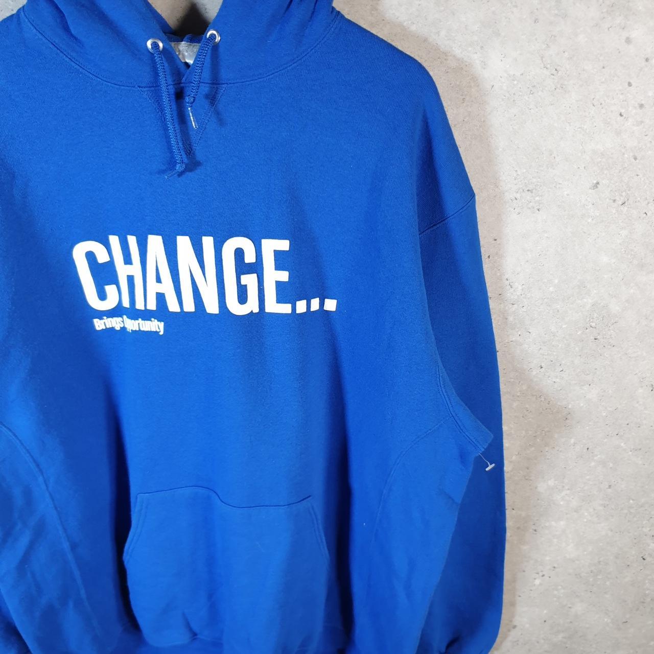 Vintage Russell Athletic Change Brings Opportunity Hoodie Men’s XL Blue Pullover Baggy