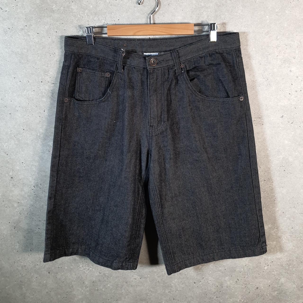 Vintage Brooklyn Basement Baggy Y2K Hip Hop Jeans Shorts Jorts Mens W38 Grey Denim USA A4469