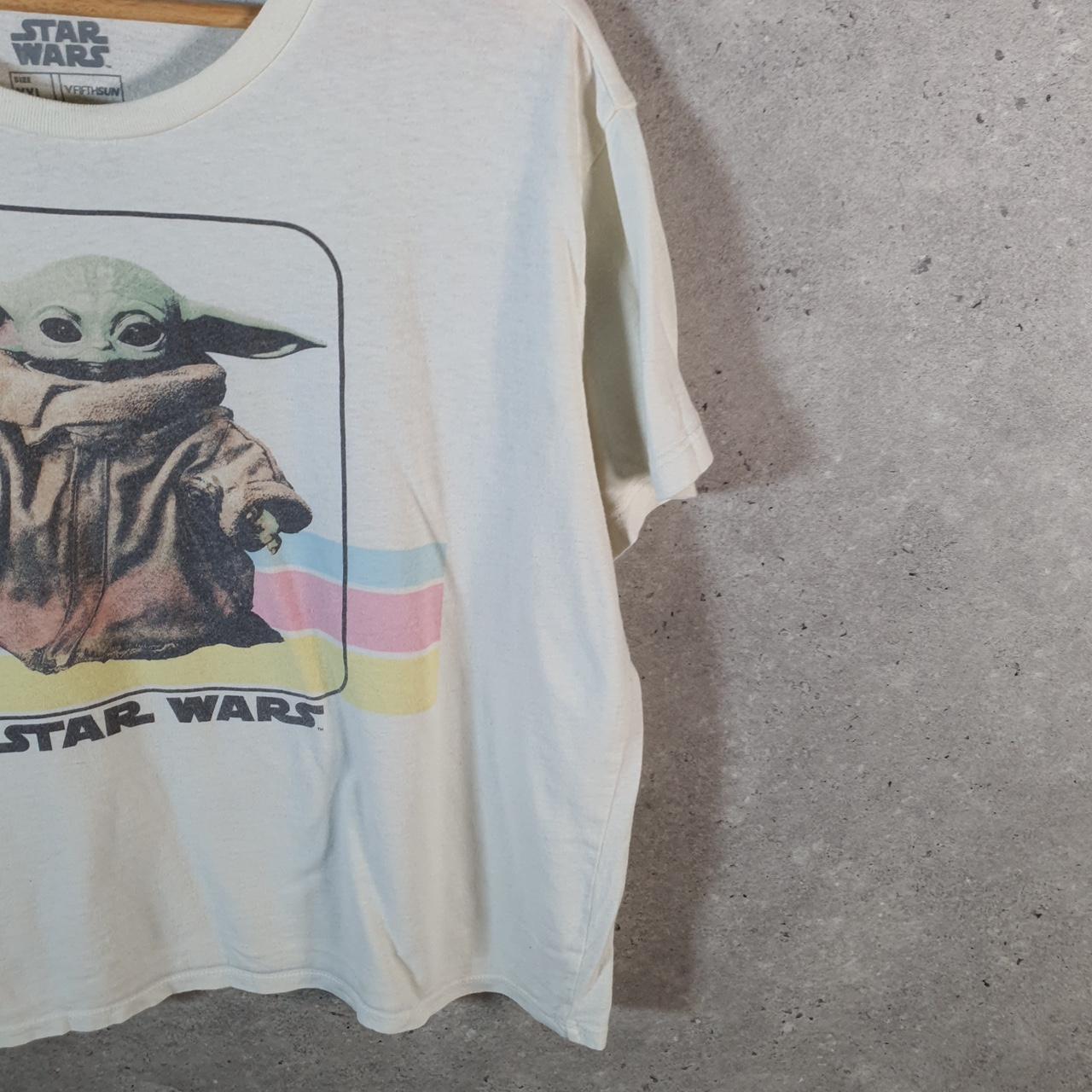 Vintage Star Wars Yoda T Shirt Shirt Womens 2XL White Logo Graphic Spellout