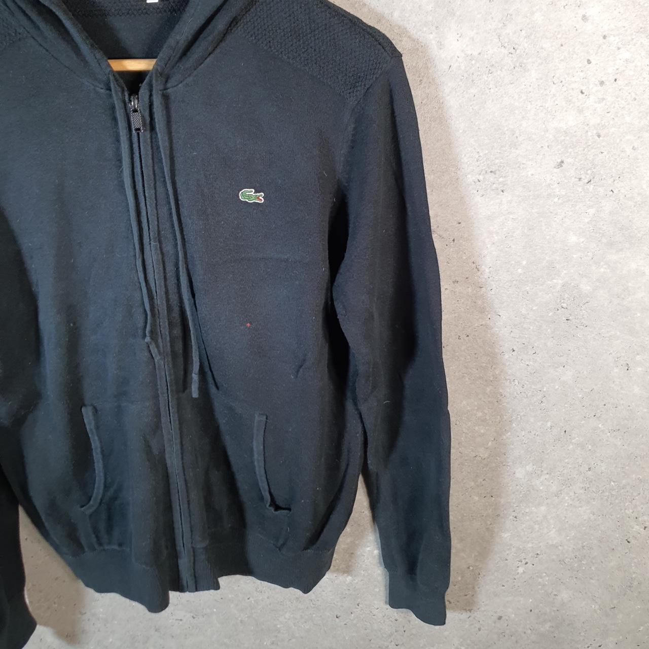 Vintage Lacoste Hoodie Men’s XS Black Full Zip Logo Y2K Jumper Logo Casual