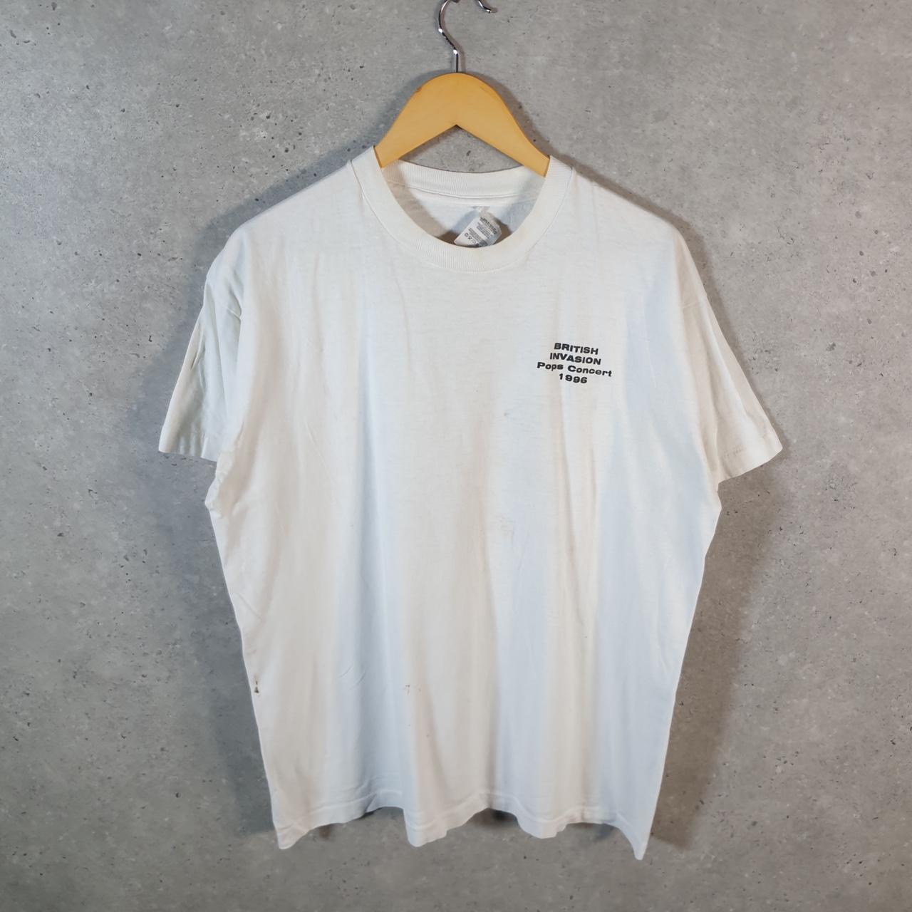 Vintage Fruit of the Loom British Invasion Pop Concert 1996 USA Single Stitch T Shirt Men’s XL White