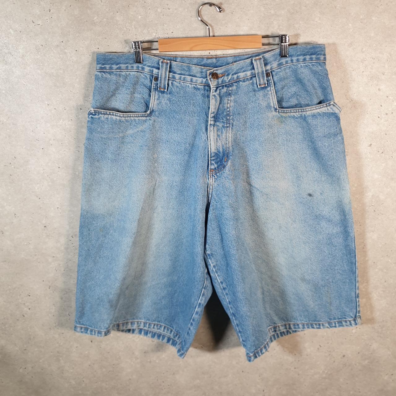Vintage Menace Baggy Y2K Hip Hop Jeans Shorts Jorts Mens W40 Blue Denim USA Big Fish Vintage