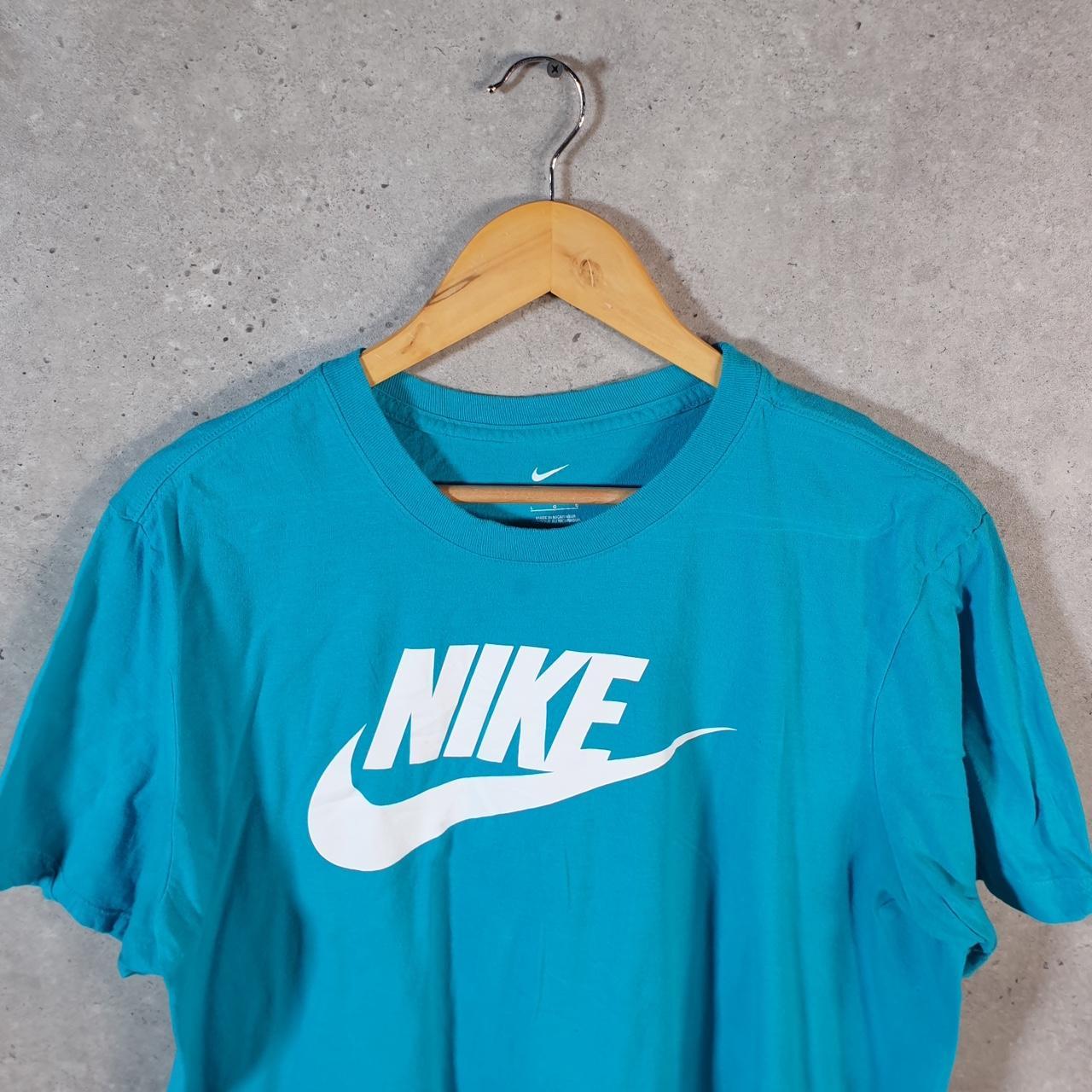 Vintage Nike T Shirt Men’s Large Blue Printed Single Swoosh Logo Athletic C8240