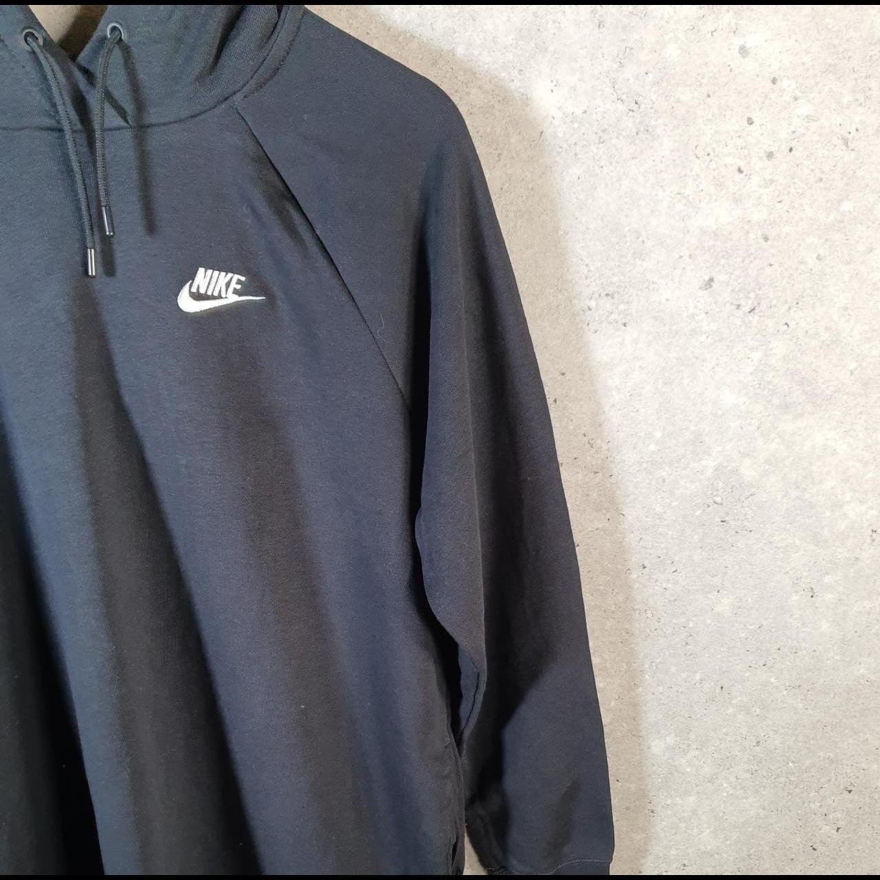 Vintage Nike Club Hoodie Womens Medium Black Long Swoosh Y2K Pullover Logo